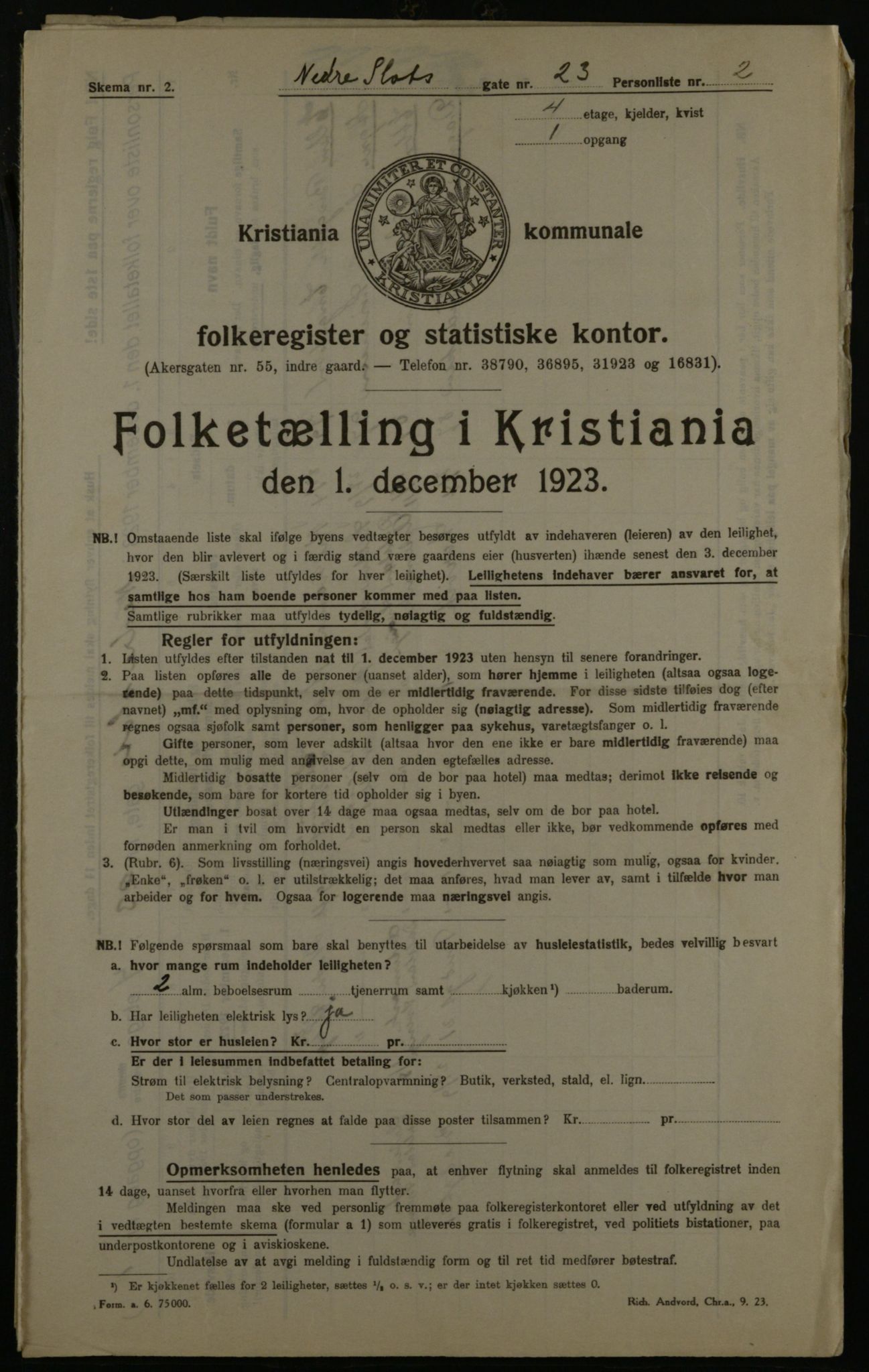 OBA, Kommunal folketelling 1.12.1923 for Kristiania, 1923, s. 76524