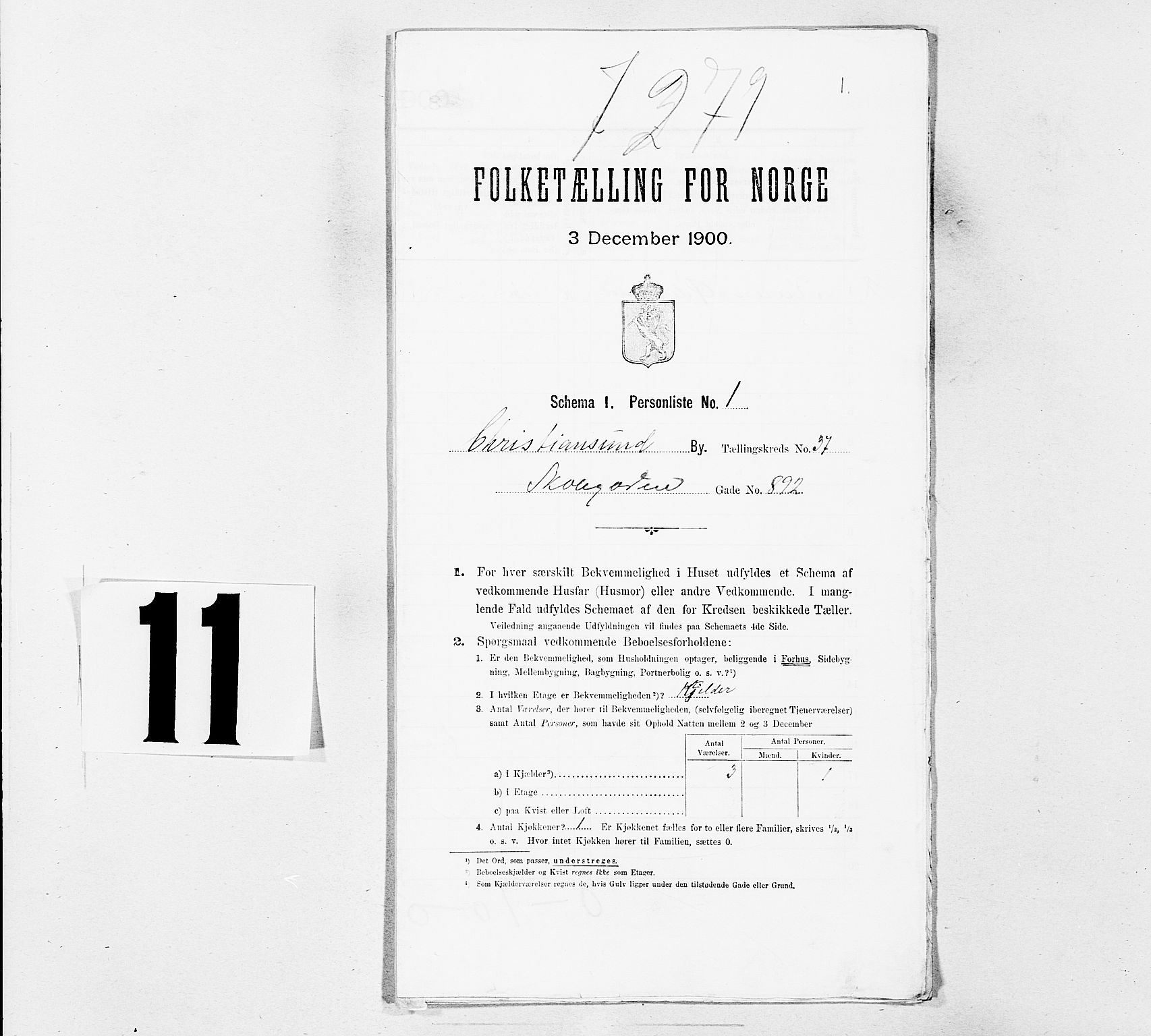 SAT, Folketelling 1900 for 1503 Kristiansund kjøpstad, 1900, s. 4343