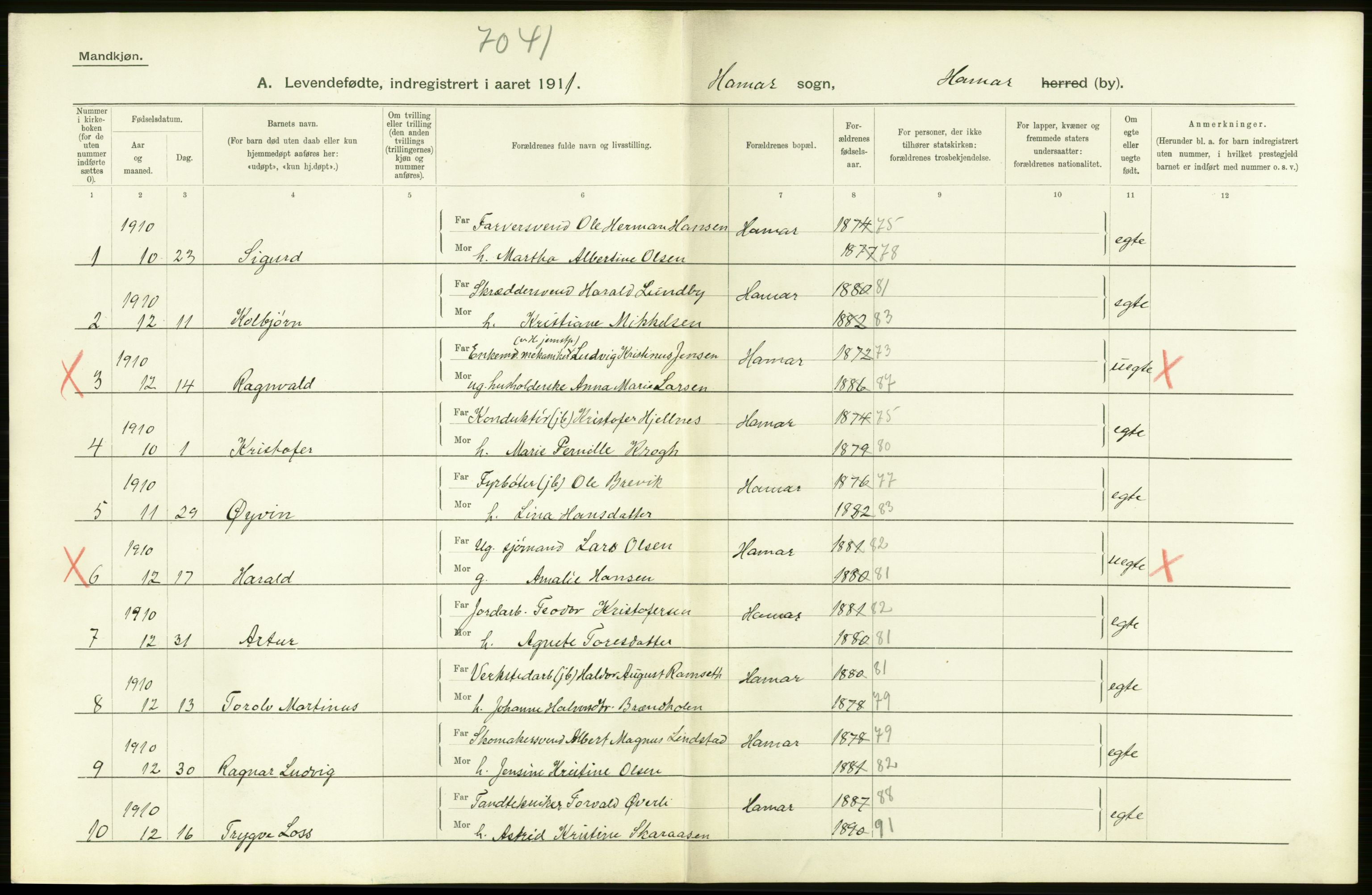 Statistisk sentralbyrå, Sosiodemografiske emner, Befolkning, AV/RA-S-2228/D/Df/Dfb/Dfba/L0011: Hedemarkens amt: Levendefødte menn og kvinner. Bygder og byer., 1911, s. 18