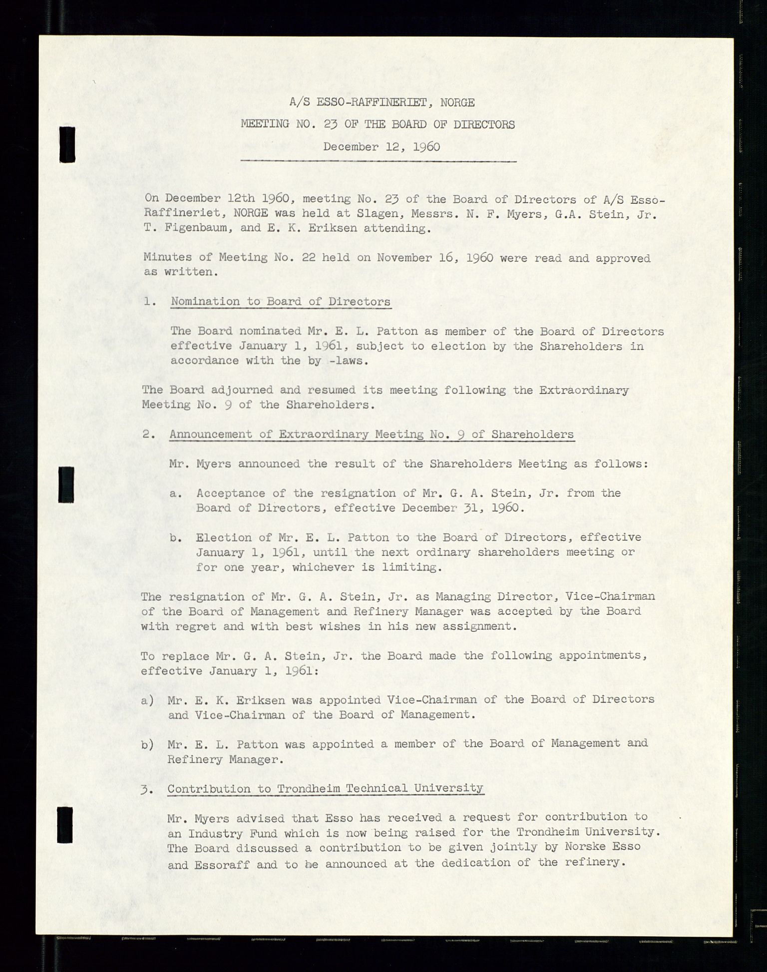 PA 1537 - A/S Essoraffineriet Norge, SAST/A-101957/A/Aa/L0001/0002: Styremøter / Shareholder meetings, board meetings, by laws (vedtekter), 1957-1960, s. 117
