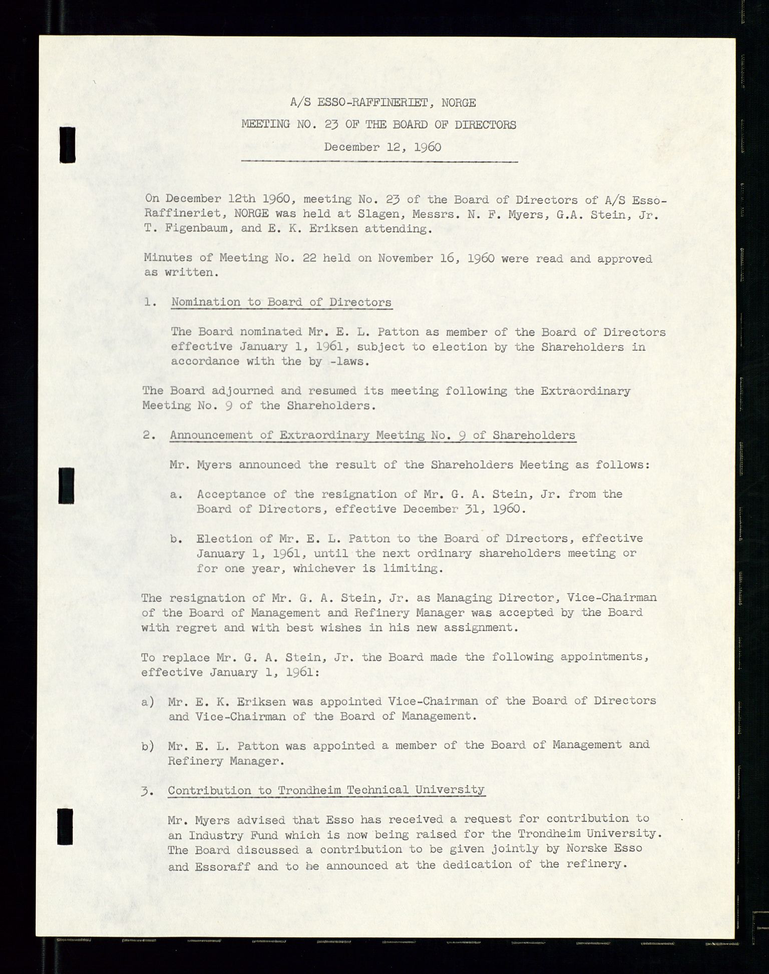 PA 1537 - A/S Essoraffineriet Norge, AV/SAST-A-101957/A/Aa/L0001/0002: Styremøter / Shareholder meetings, board meetings, by laws (vedtekter), 1957-1960, s. 117