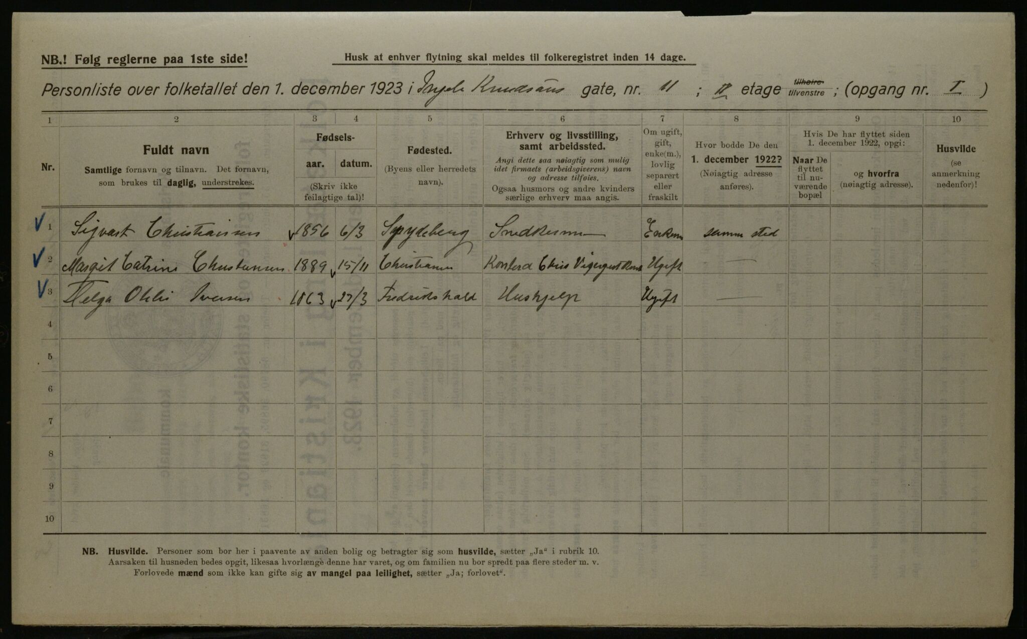 OBA, Kommunal folketelling 1.12.1923 for Kristiania, 1923, s. 49069