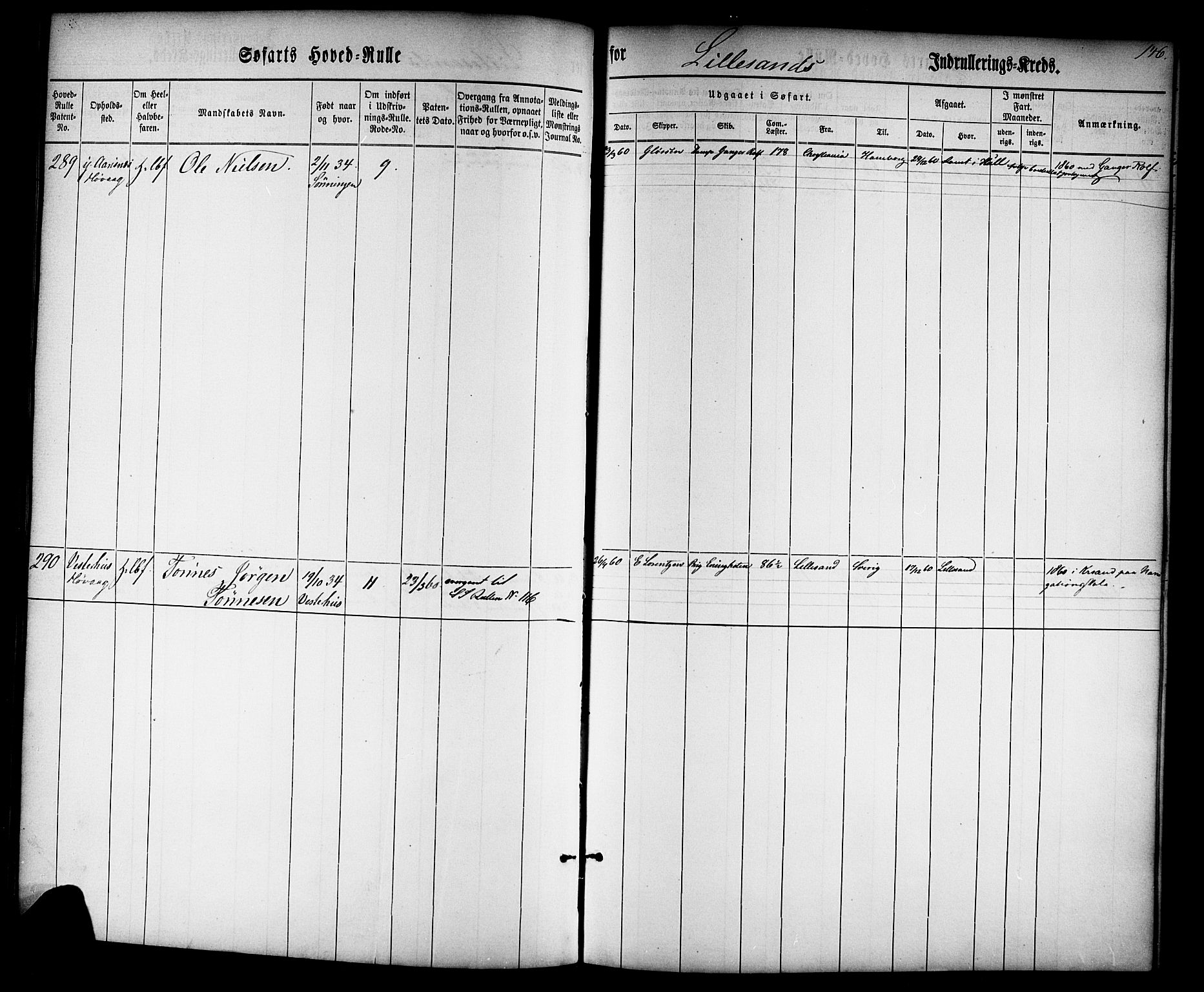 Lillesand mønstringskrets, AV/SAK-2031-0014/F/Fb/L0001: Hovedrulle nr 1-770, W-10, 1860-1869, s. 154