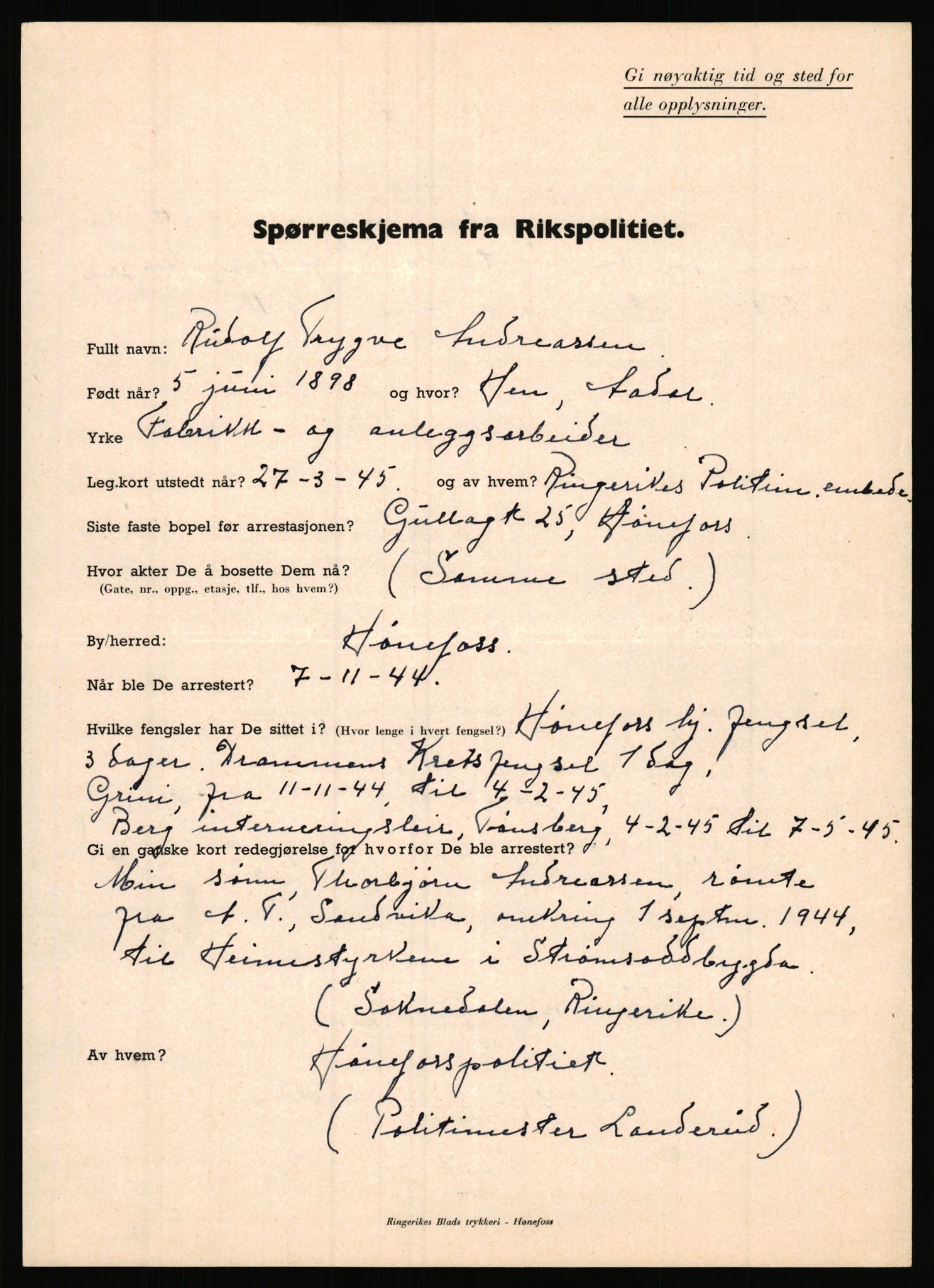 Rikspolitisjefen, AV/RA-S-1560/L/L0001: Abelseth, Rudolf - Berentsen, Odd, 1940-1945, s. 669