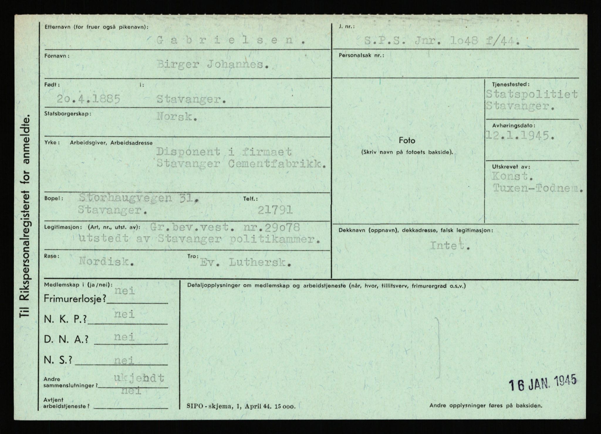 Statspolitiet - Hovedkontoret / Osloavdelingen, AV/RA-S-1329/C/Ca/L0005: Furali - Hamula, 1943-1945, s. 459