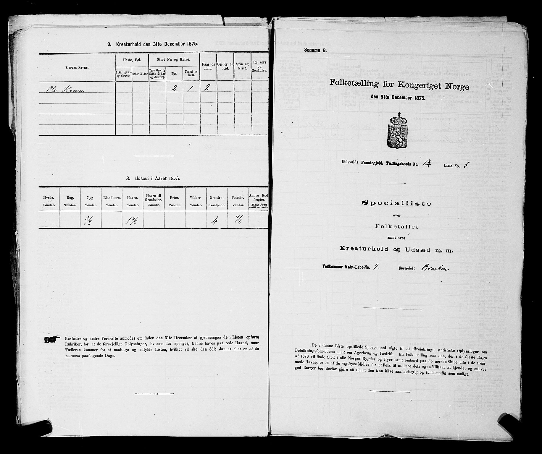 RA, Folketelling 1875 for 0237P Eidsvoll prestegjeld, 1875, s. 74