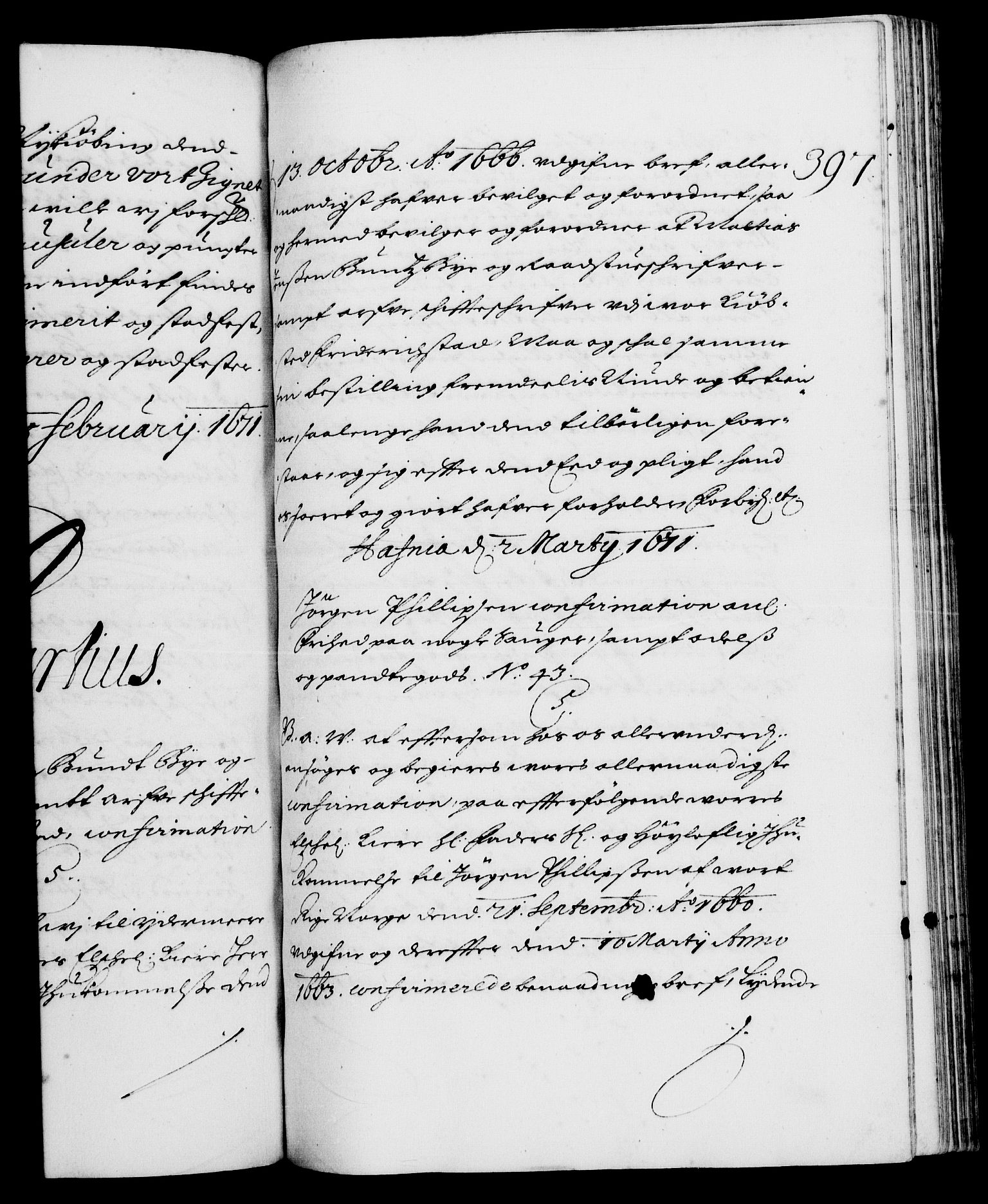 Danske Kanselli 1572-1799, RA/EA-3023/F/Fc/Fca/Fcaa/L0011: Norske registre (mikrofilm), 1670-1673, s. 397a