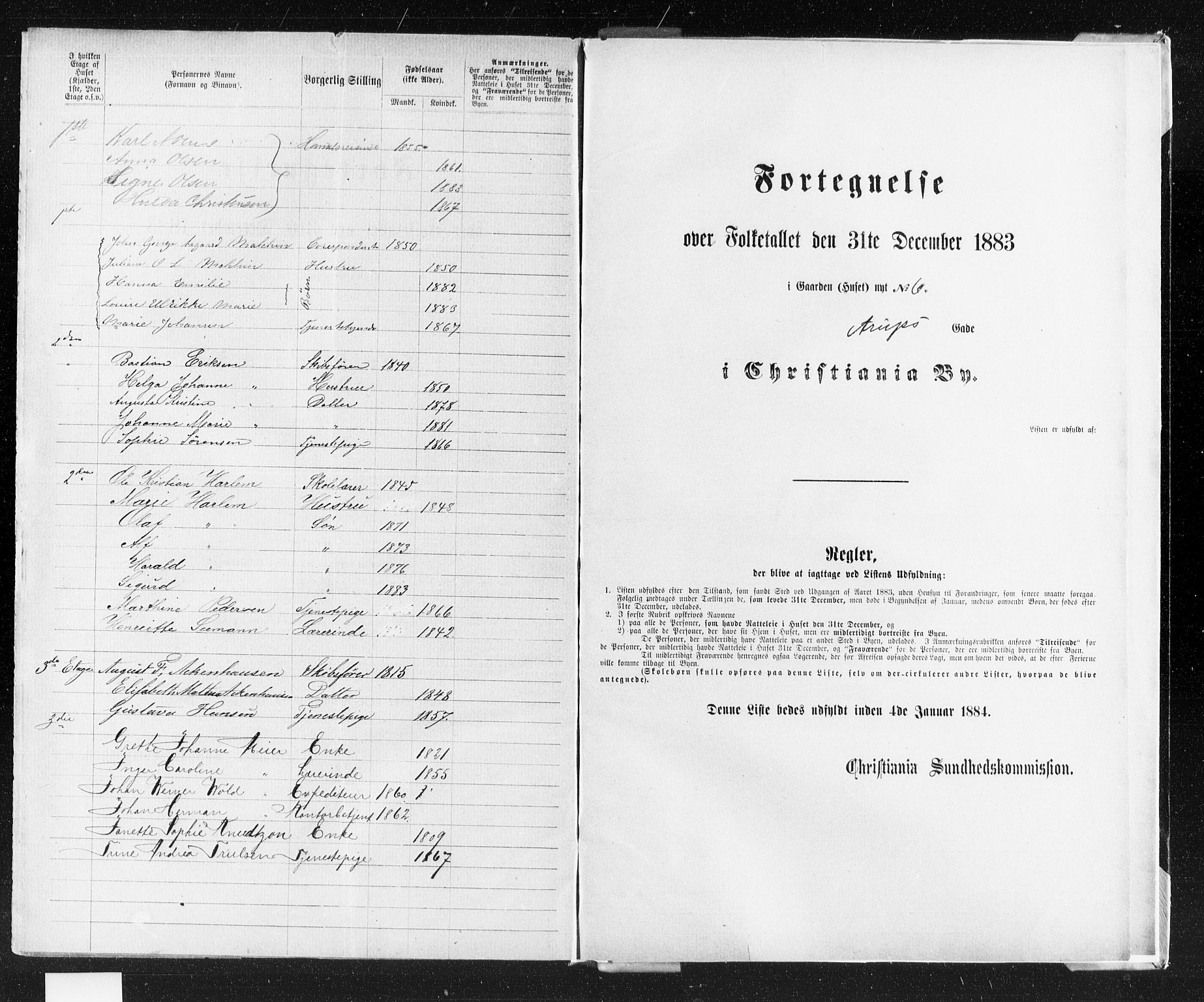 OBA, Kommunal folketelling 31.12.1883 for Kristiania kjøpstad, 1883, s. 253