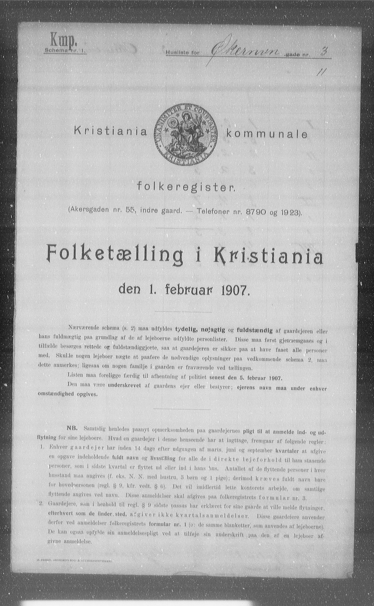 OBA, Kommunal folketelling 1.2.1907 for Kristiania kjøpstad, 1907, s. 65439