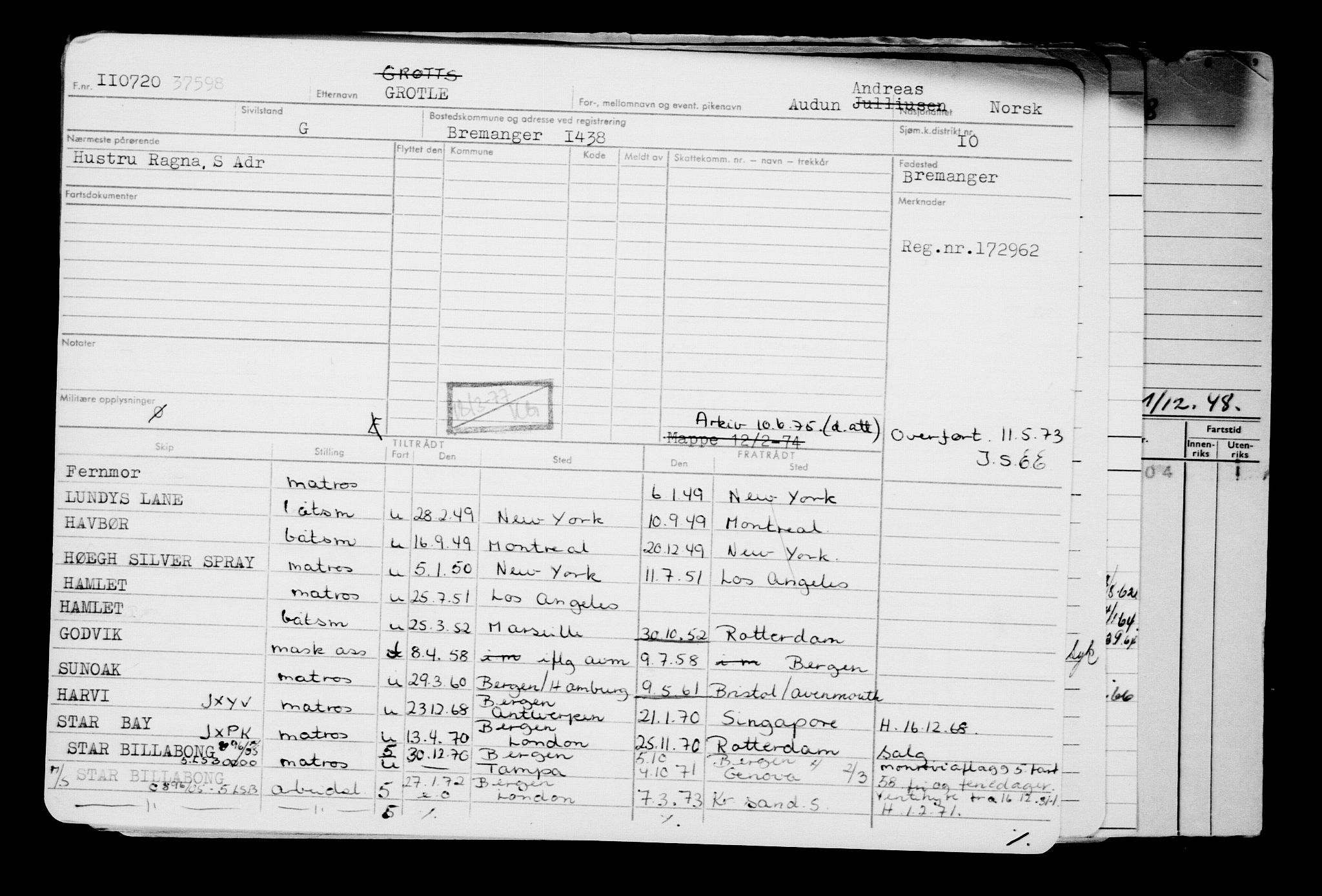 Direktoratet for sjømenn, AV/RA-S-3545/G/Gb/L0183: Hovedkort, 1920, s. 270