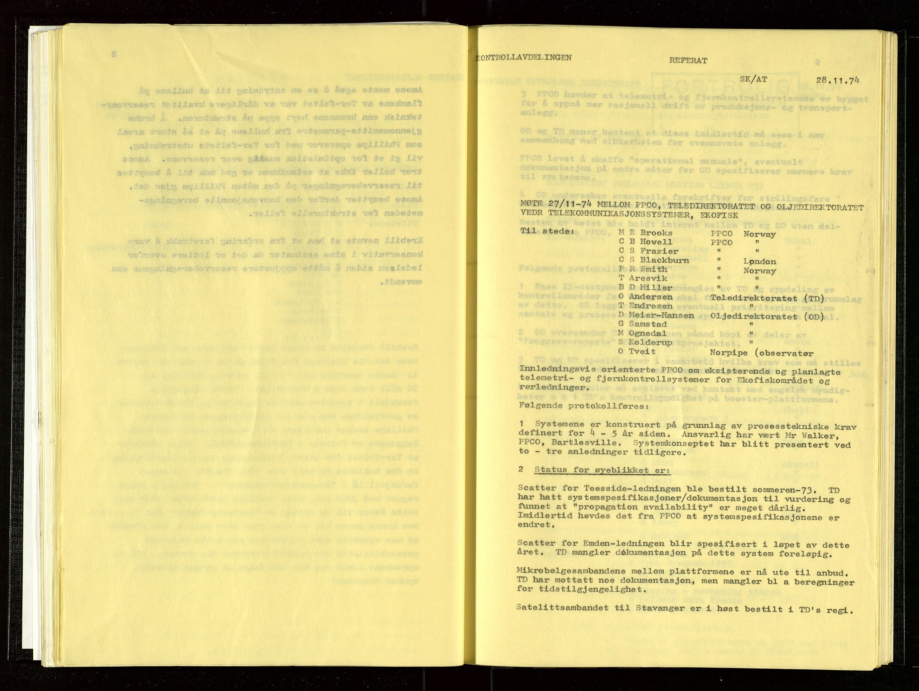 Oljedirektoratet, SAST/A-101366/Aa/L0003: Referatprotokoller, 1974