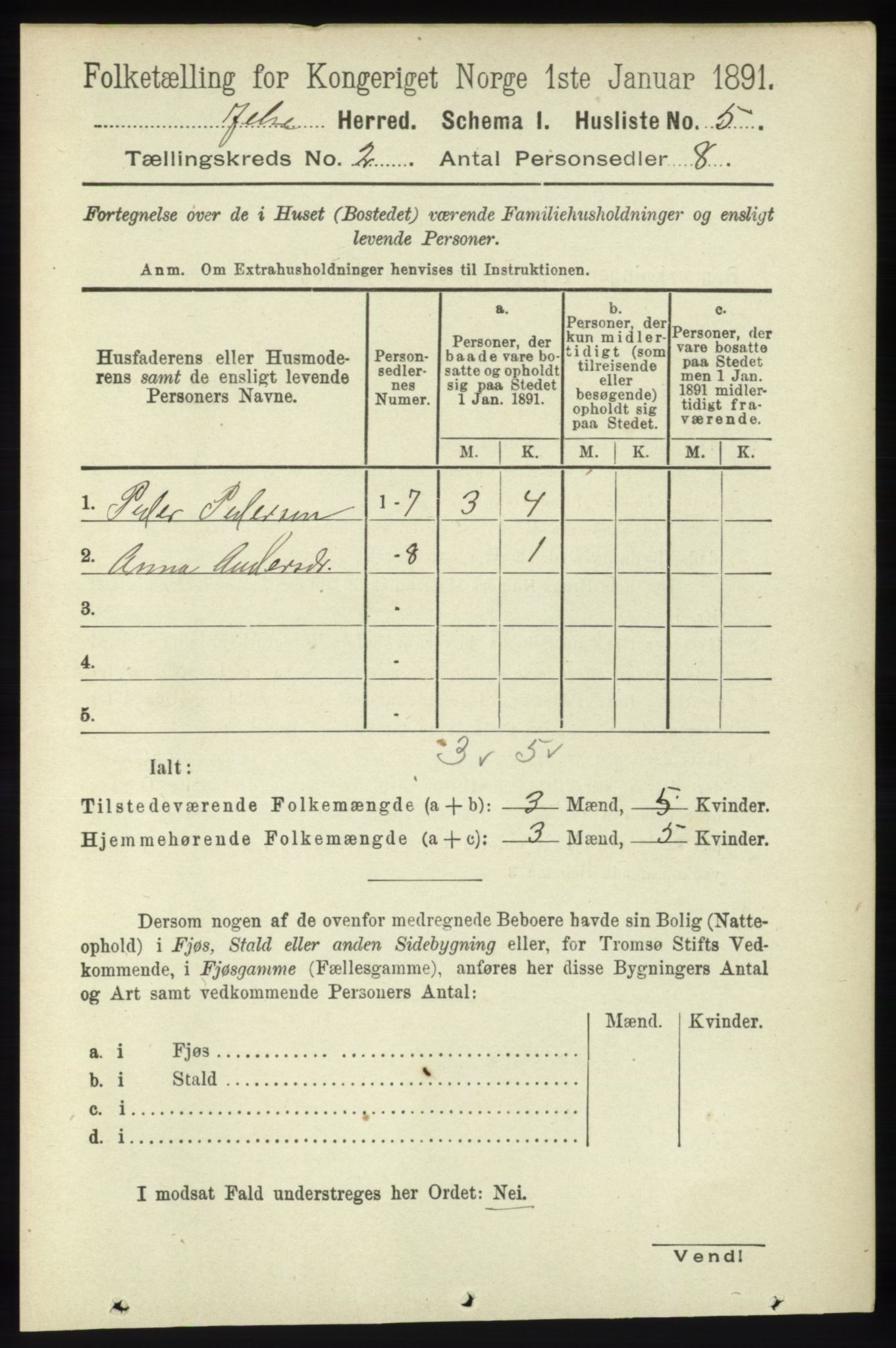 RA, Folketelling 1891 for 1138 Jelsa herred, 1891, s. 231