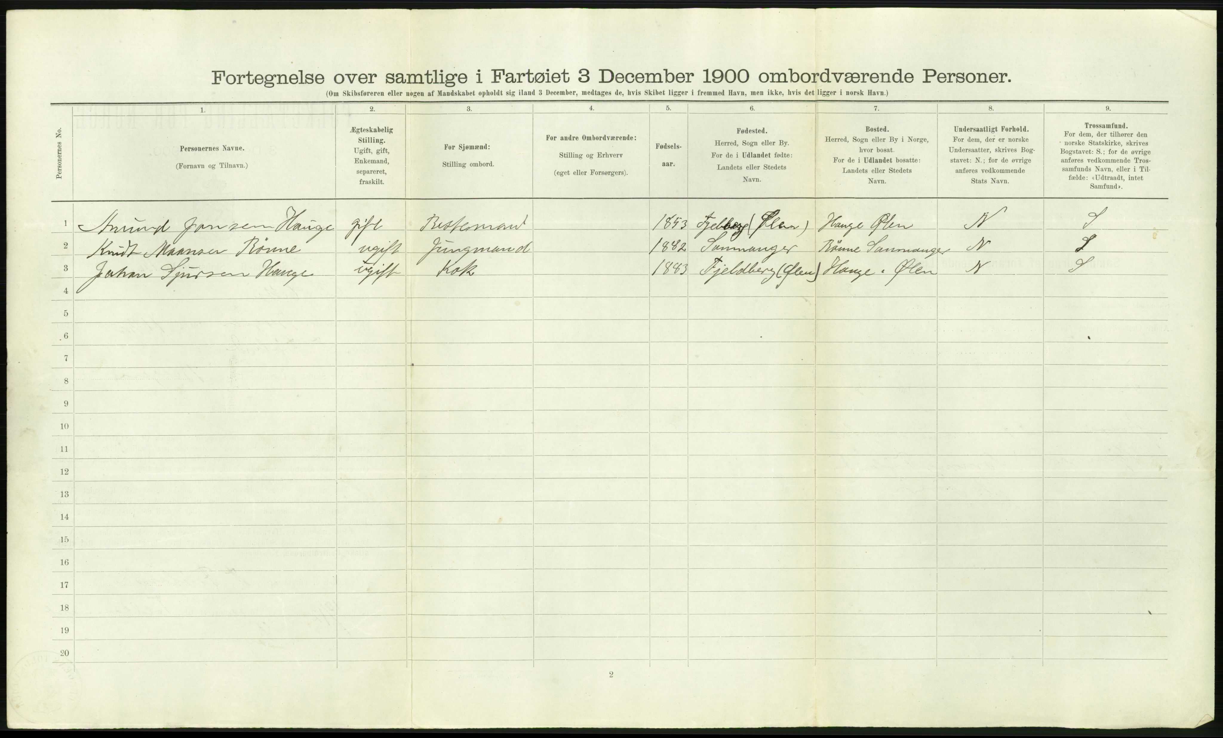 RA, Folketelling 1900 - skipslister med personlister for skip i norske havner, utenlandske havner og til havs, 1900, s. 1468