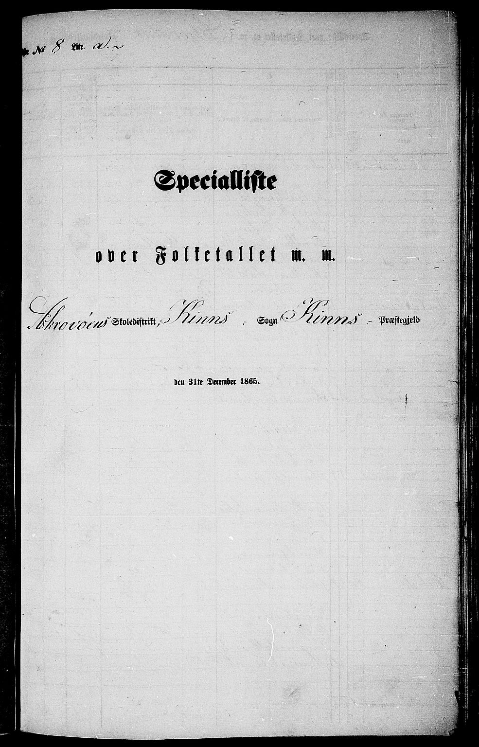 RA, Folketelling 1865 for 1437P Kinn prestegjeld, 1865, s. 151
