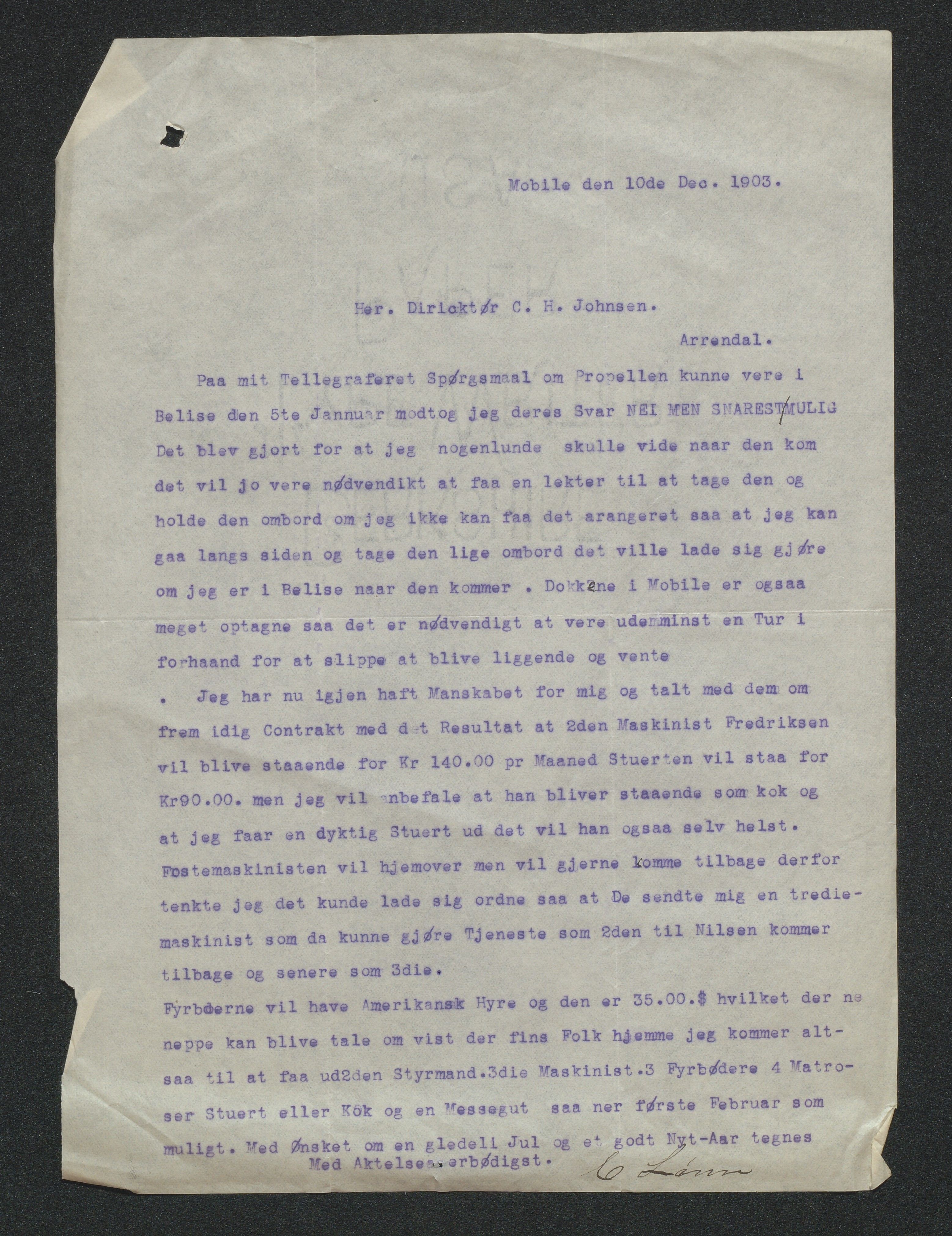 Arendals Dampskibsselskab (ADS), AAKS/PA-1716/1/15/L0018: Skipspapirer D/S Spero, 1898-1904