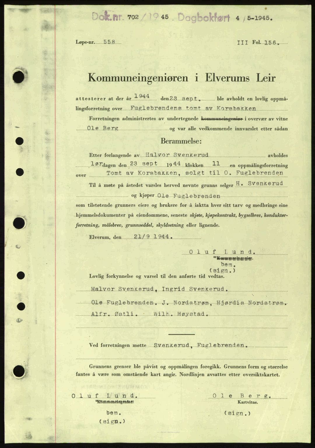 Sør-Østerdal sorenskriveri, AV/SAH-TING-018/H/Hb/Hbb/L0073: Pantebok nr. A73, 1945-1946, Dagboknr: 702/1945