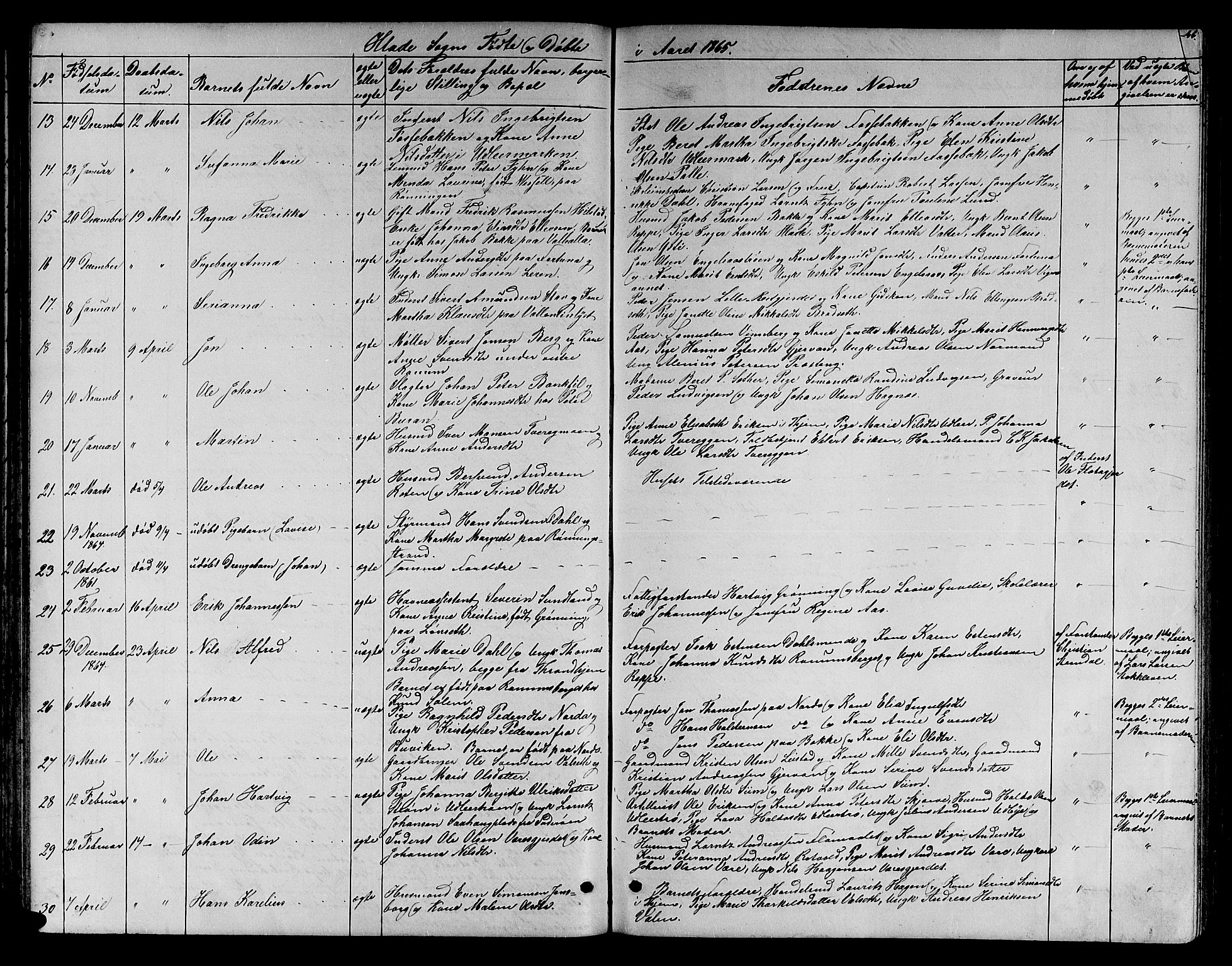 Ministerialprotokoller, klokkerbøker og fødselsregistre - Sør-Trøndelag, AV/SAT-A-1456/606/L0311: Klokkerbok nr. 606C07, 1860-1877, s. 46