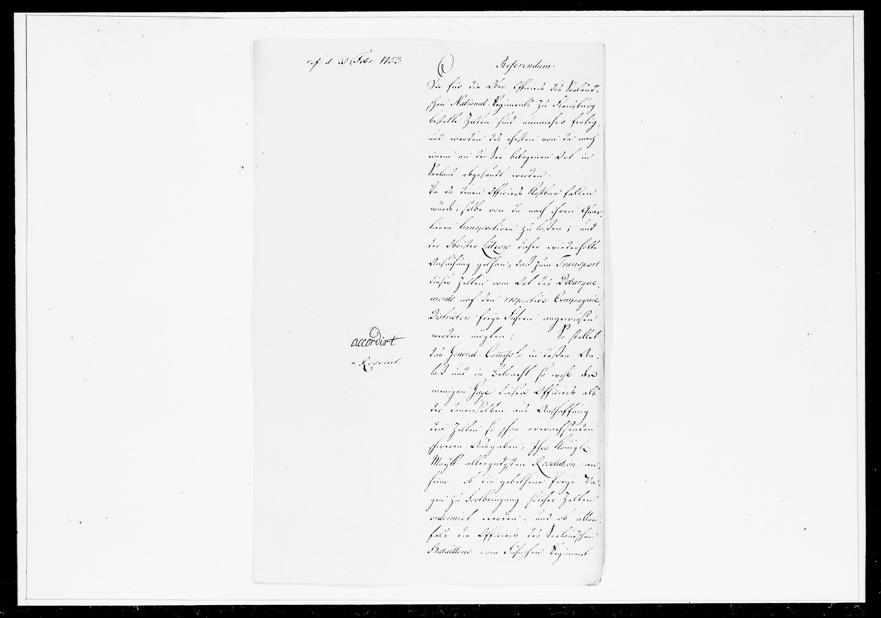Krigskollegiet, Krigskancelliet, DRA/A-0006/-/1241-1247: Refererede sager, 1753, s. 56