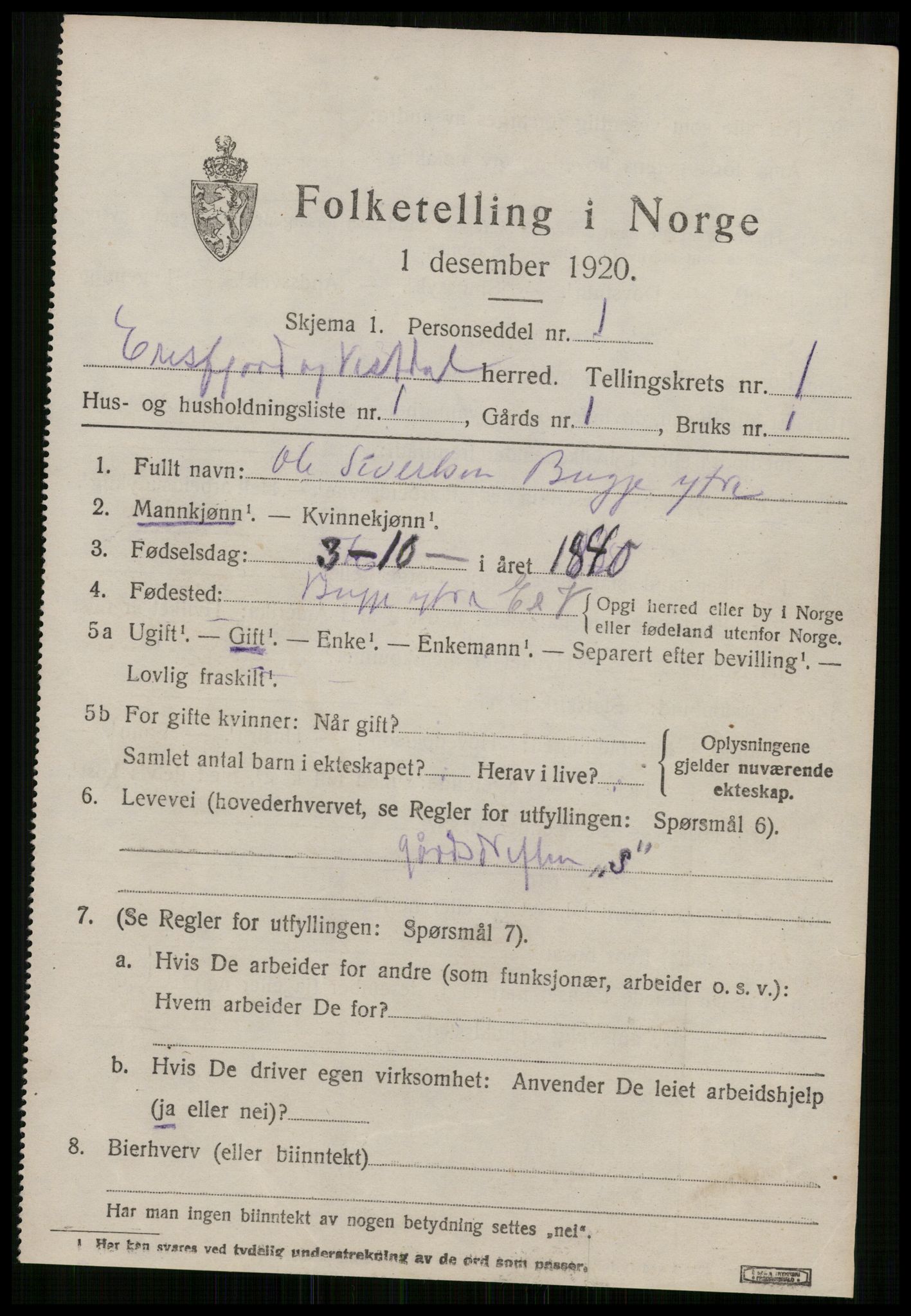 SAT, Folketelling 1920 for 1542 Eresfjord og Vistdal herred, 1920, s. 663