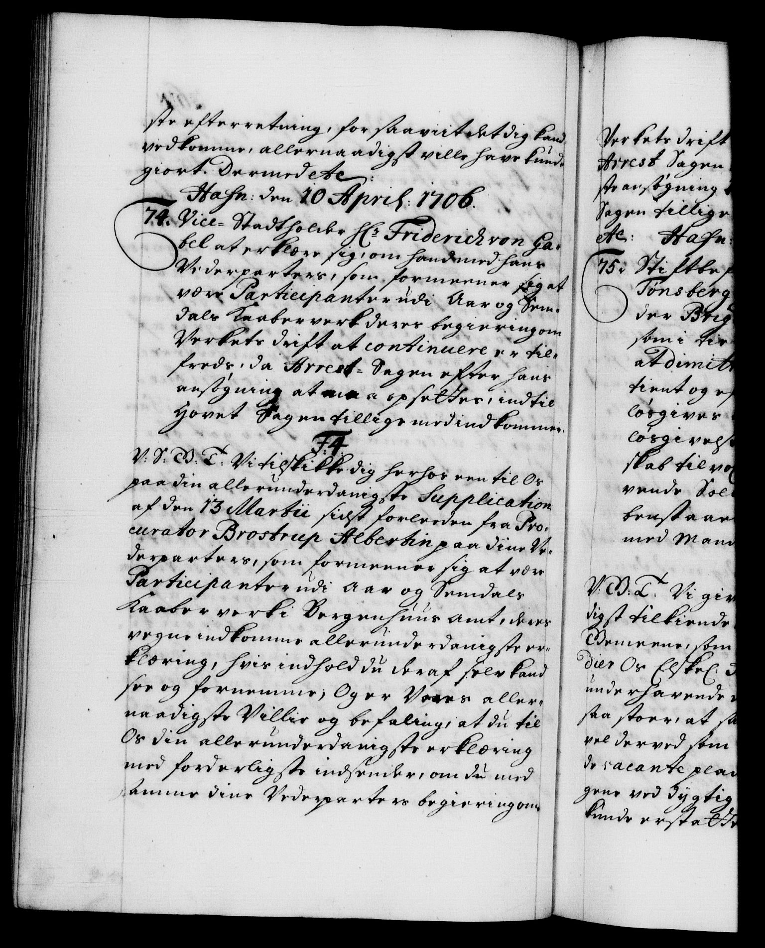 Danske Kanselli 1572-1799, AV/RA-EA-3023/F/Fc/Fca/Fcab/L0017: Norske tegnelser, 1704-1706, s. 367b