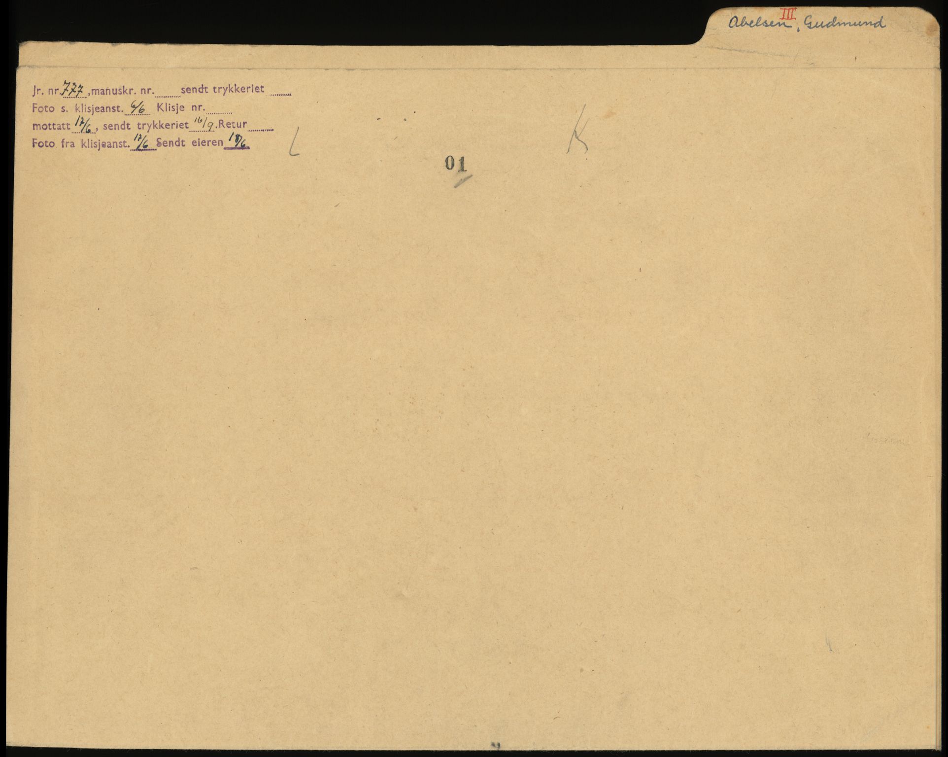 Sosialdepartementet, Våre Falne, RA/S-1708/E/Ee/L0025: Personmapper: Abelsen 01 - Amundsen, H. 65, 1945-1951, s. 1