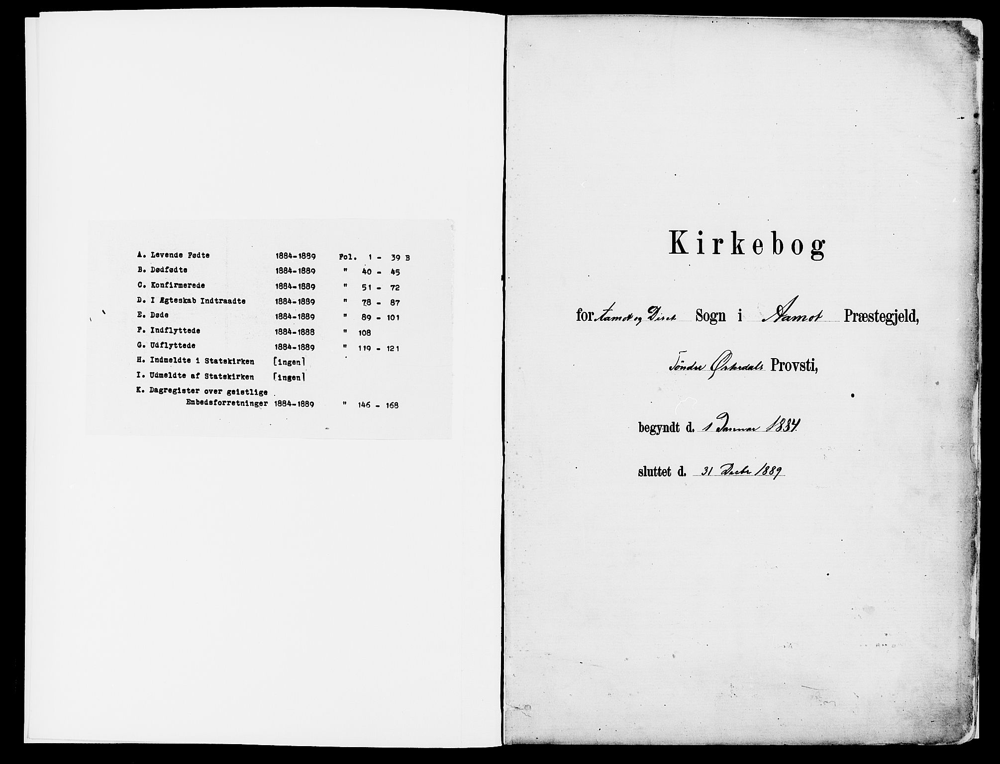 Åmot prestekontor, Hedmark, SAH/PREST-056/H/Ha/Haa/L0010: Ministerialbok nr. 10, 1884-1889