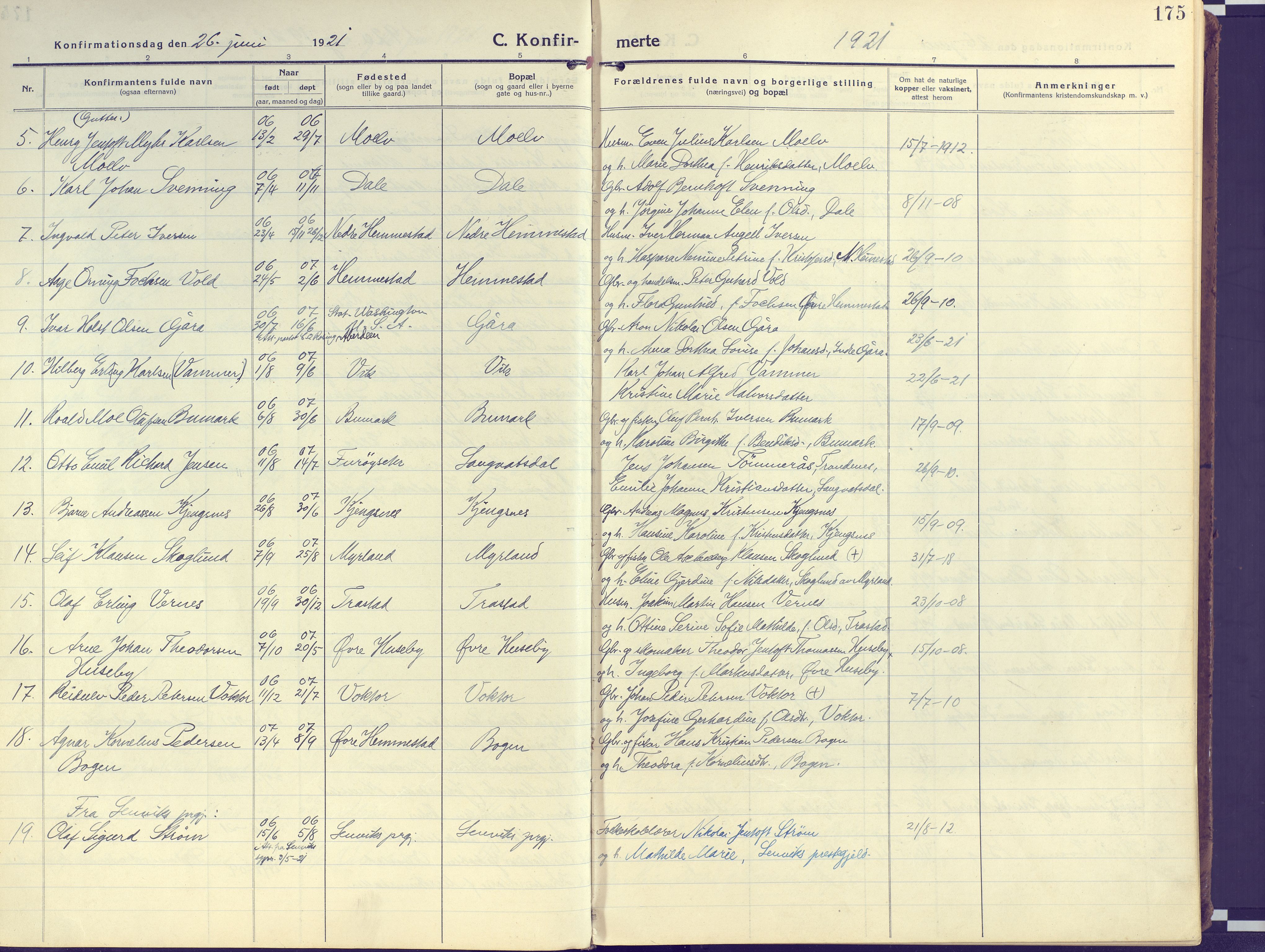 Kvæfjord sokneprestkontor, AV/SATØ-S-1323/G/Ga/Gaa/L0007kirke: Ministerialbok nr. 7, 1915-1931, s. 175