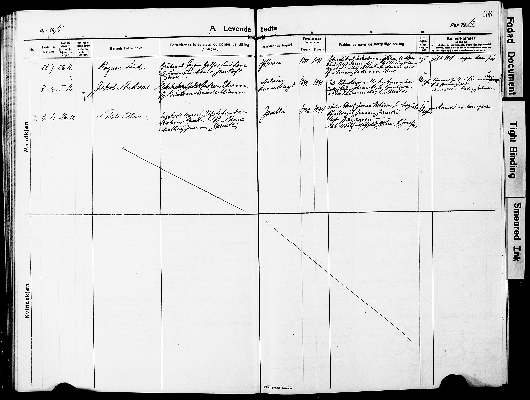 Ministerialprotokoller, klokkerbøker og fødselsregistre - Nordland, SAT/A-1459/827/L0423: Klokkerbok nr. 827C12, 1912-1930, s. 56