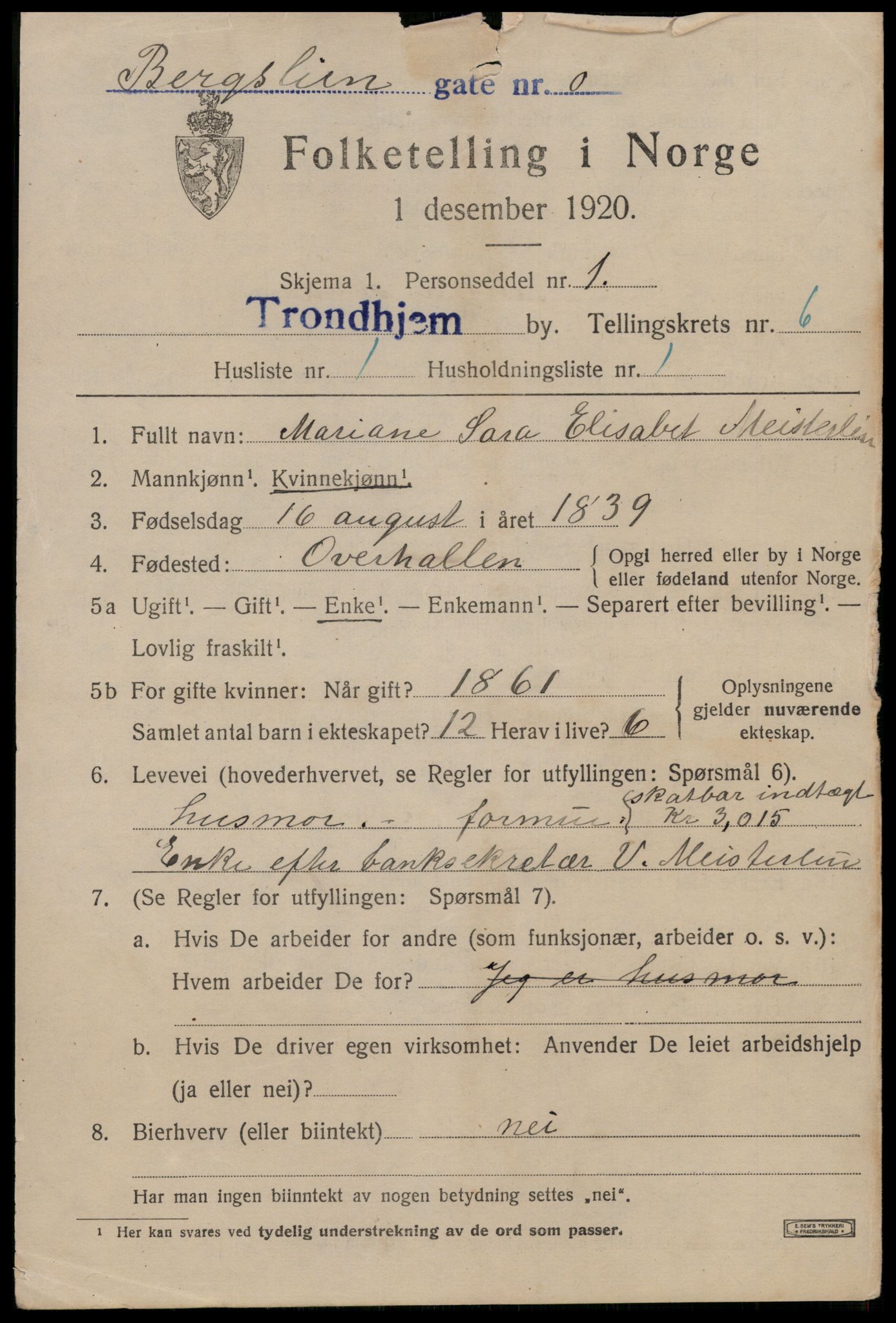 SAT, Folketelling 1920 for 1601 Trondheim kjøpstad, 1920, s. 39820