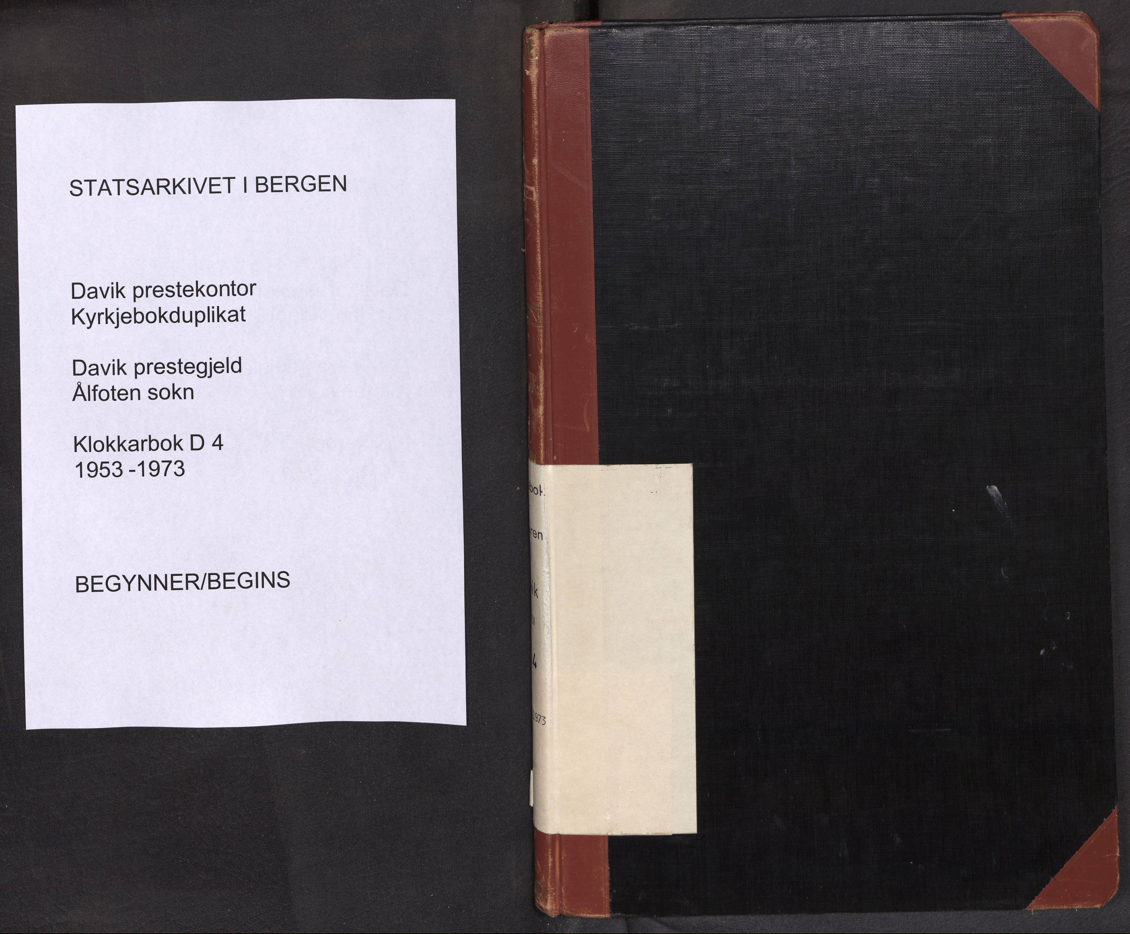 Davik sokneprestembete, AV/SAB-A-79701/H/Hab/Habd/L0004: Klokkerbok nr. D 4, 1953-1973