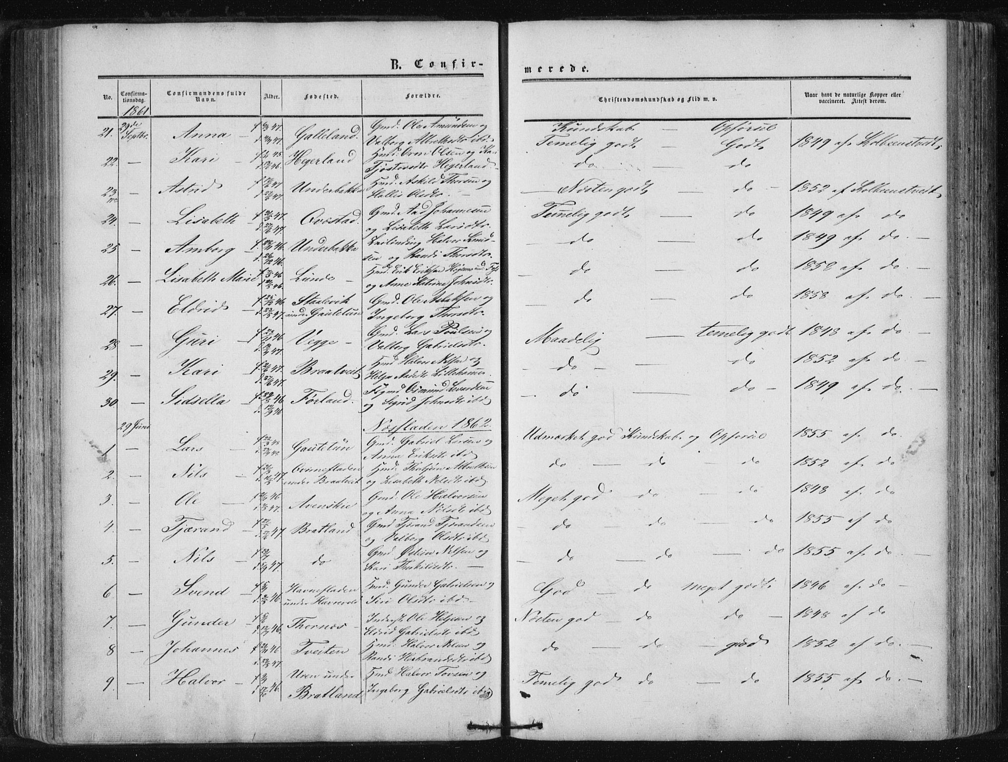 Suldal sokneprestkontor, AV/SAST-A-101845/01/IV/L0009: Ministerialbok nr. A 9, 1854-1868