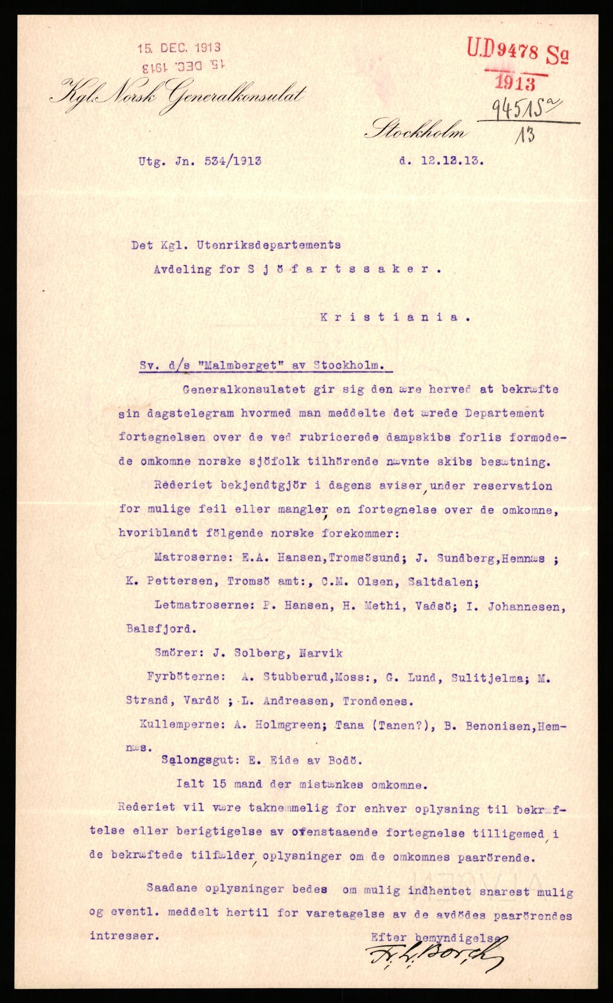 Handelsdepartementet, Sjøfartsavdelingen, 1. sjømannskontor, AV/RA-S-1405/D/Dm/L0010: Forliste skip Lar - Min, 1906-1920, s. 659