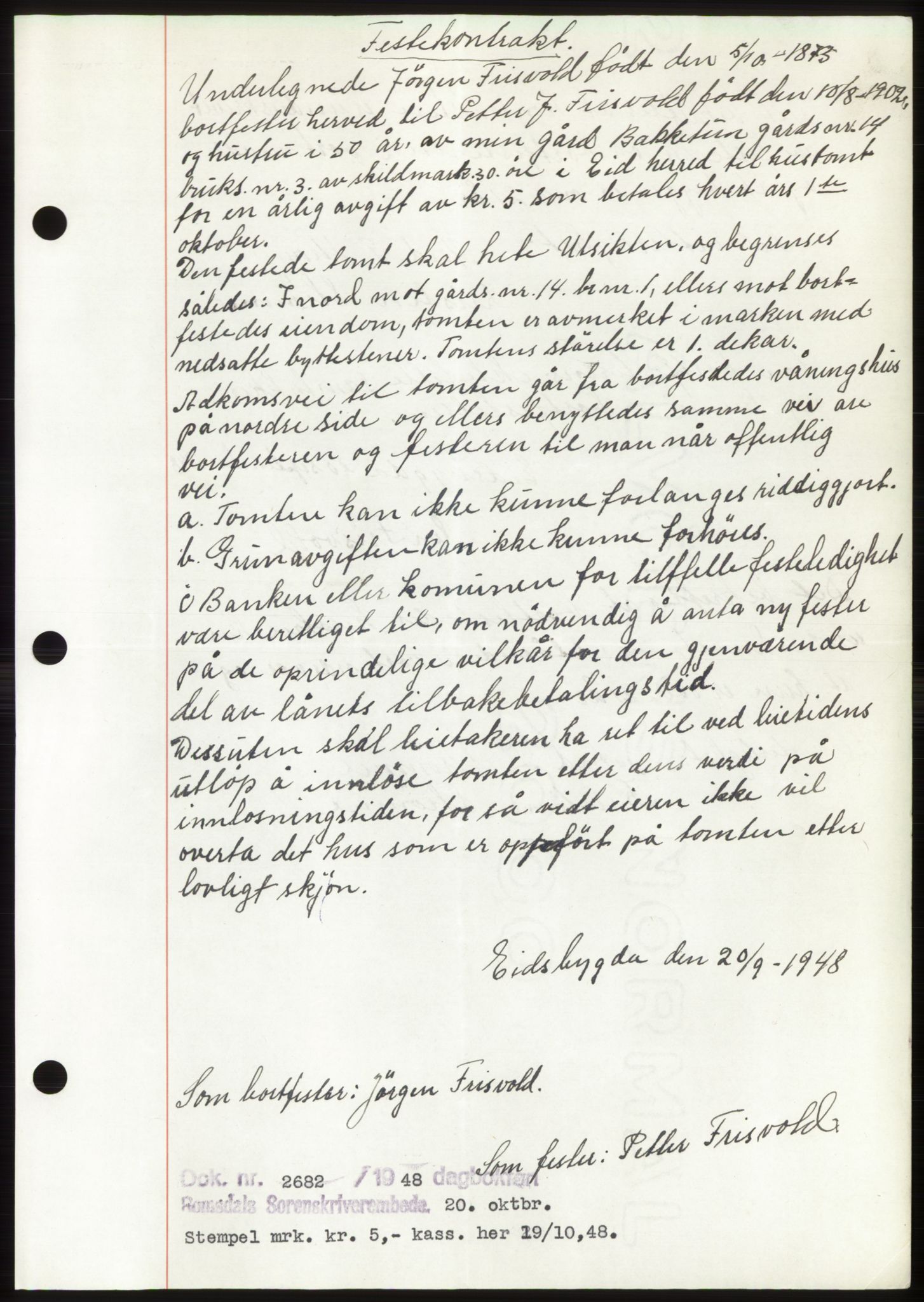 Romsdal sorenskriveri, SAT/A-4149/1/2/2C: Pantebok nr. B4, 1948-1949, Dagboknr: 2682/1948