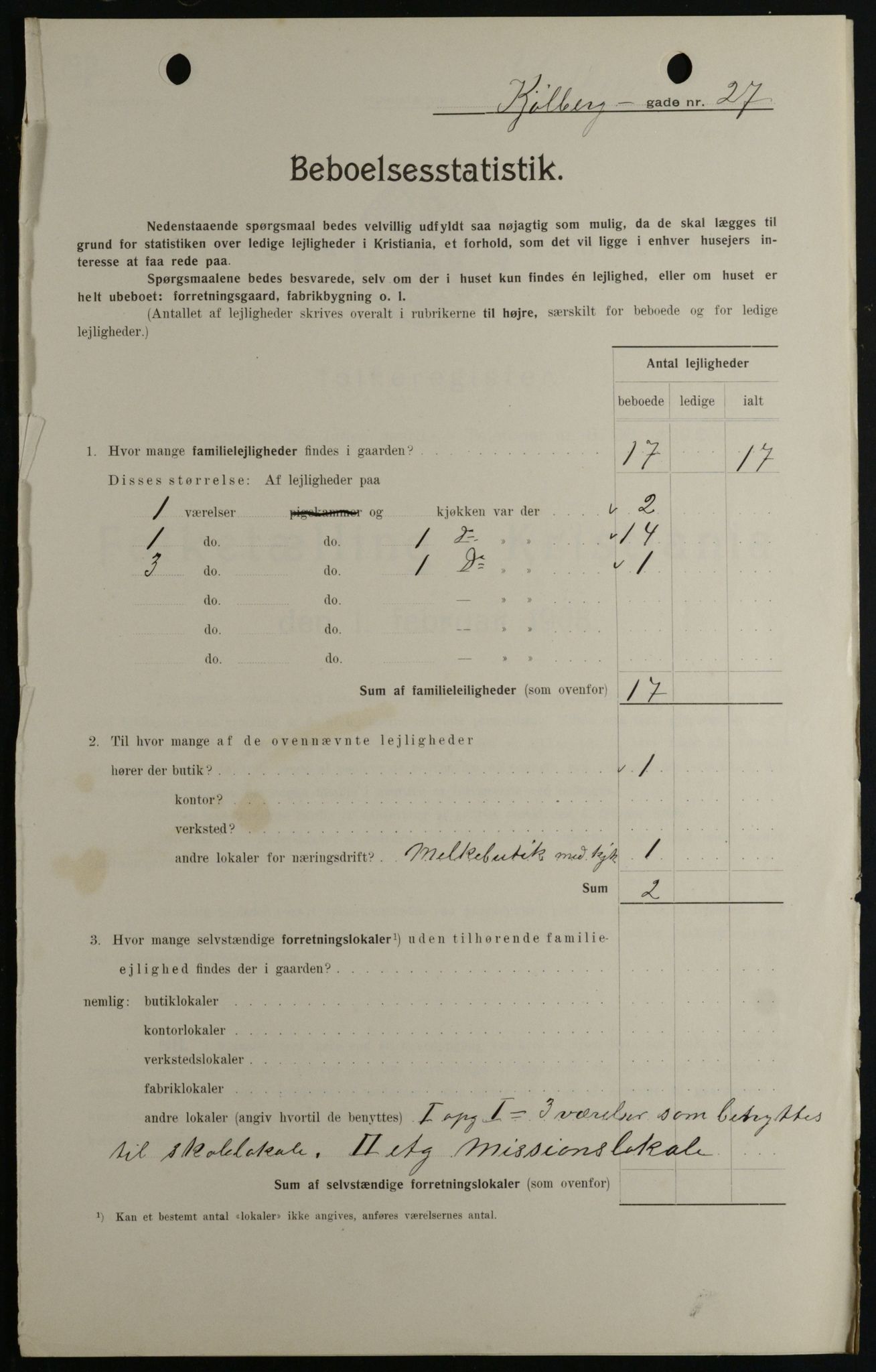 OBA, Kommunal folketelling 1.2.1908 for Kristiania kjøpstad, 1908, s. 46340