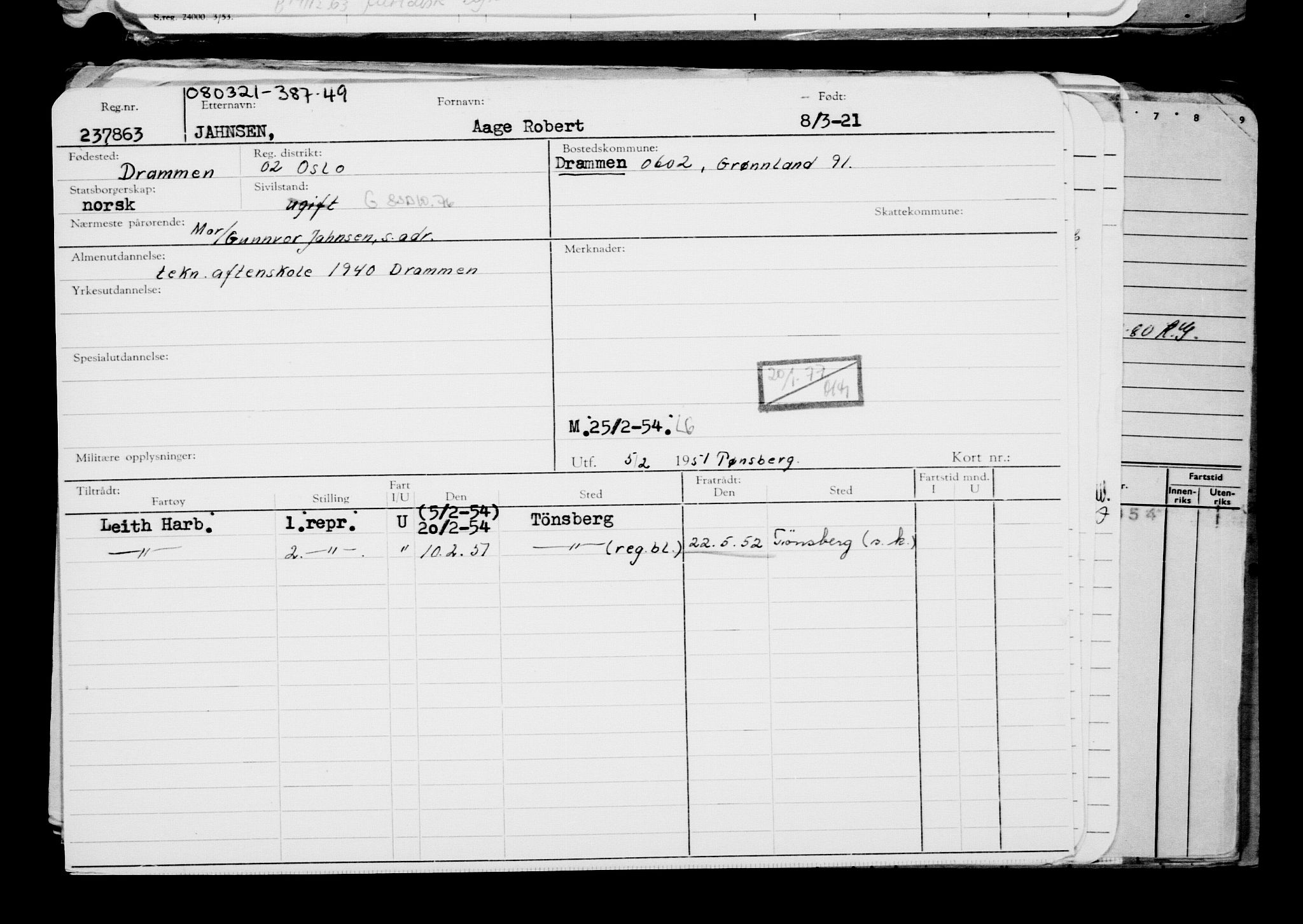 Direktoratet for sjømenn, AV/RA-S-3545/G/Gb/L0191: Hovedkort, 1921, s. 198