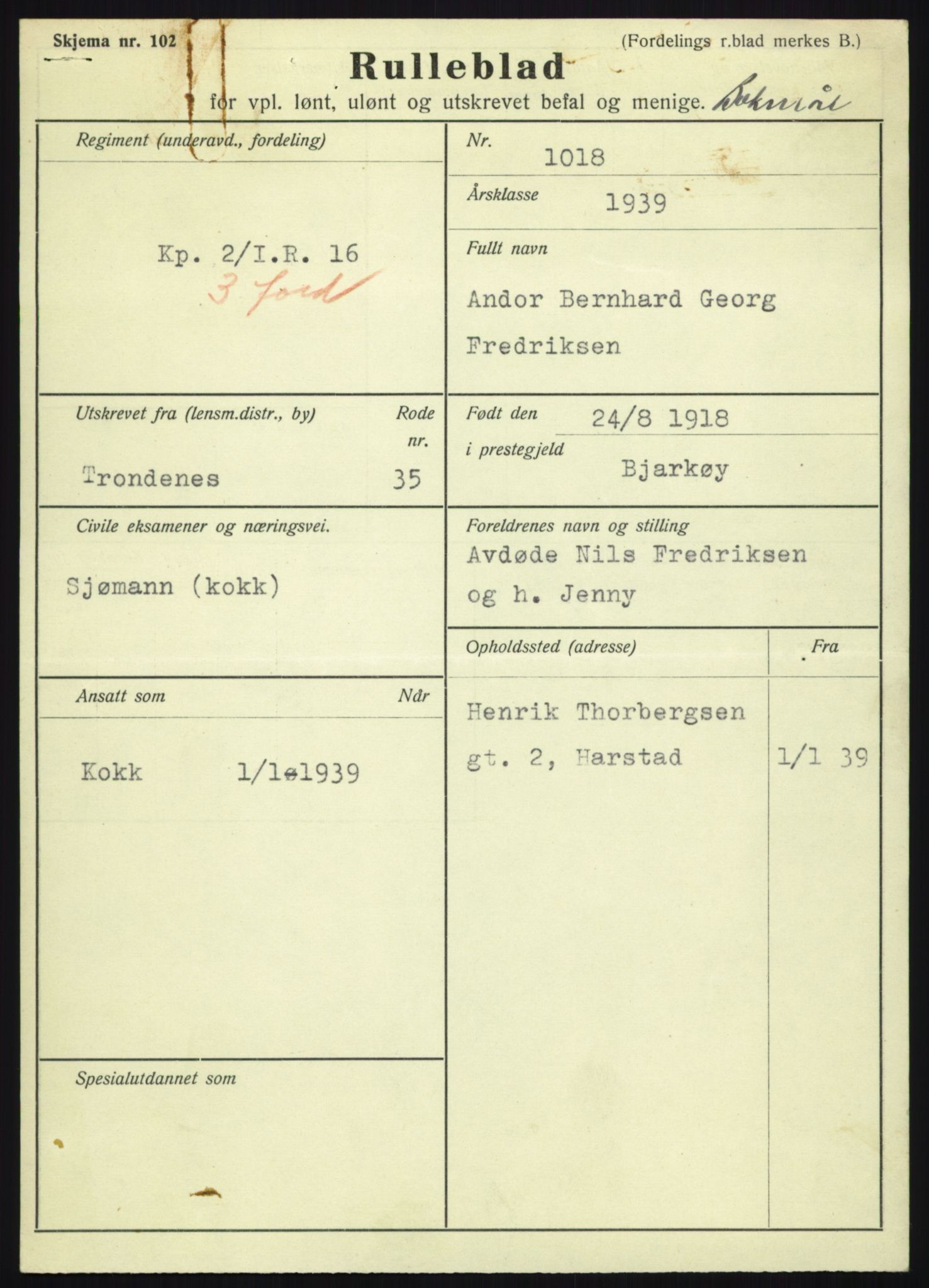 Forsvaret, Troms infanteriregiment nr. 16, AV/RA-RAFA-3146/P/Pa/L0023: Rulleblad for regimentets menige mannskaper, årsklasse 1939, 1939, s. 253