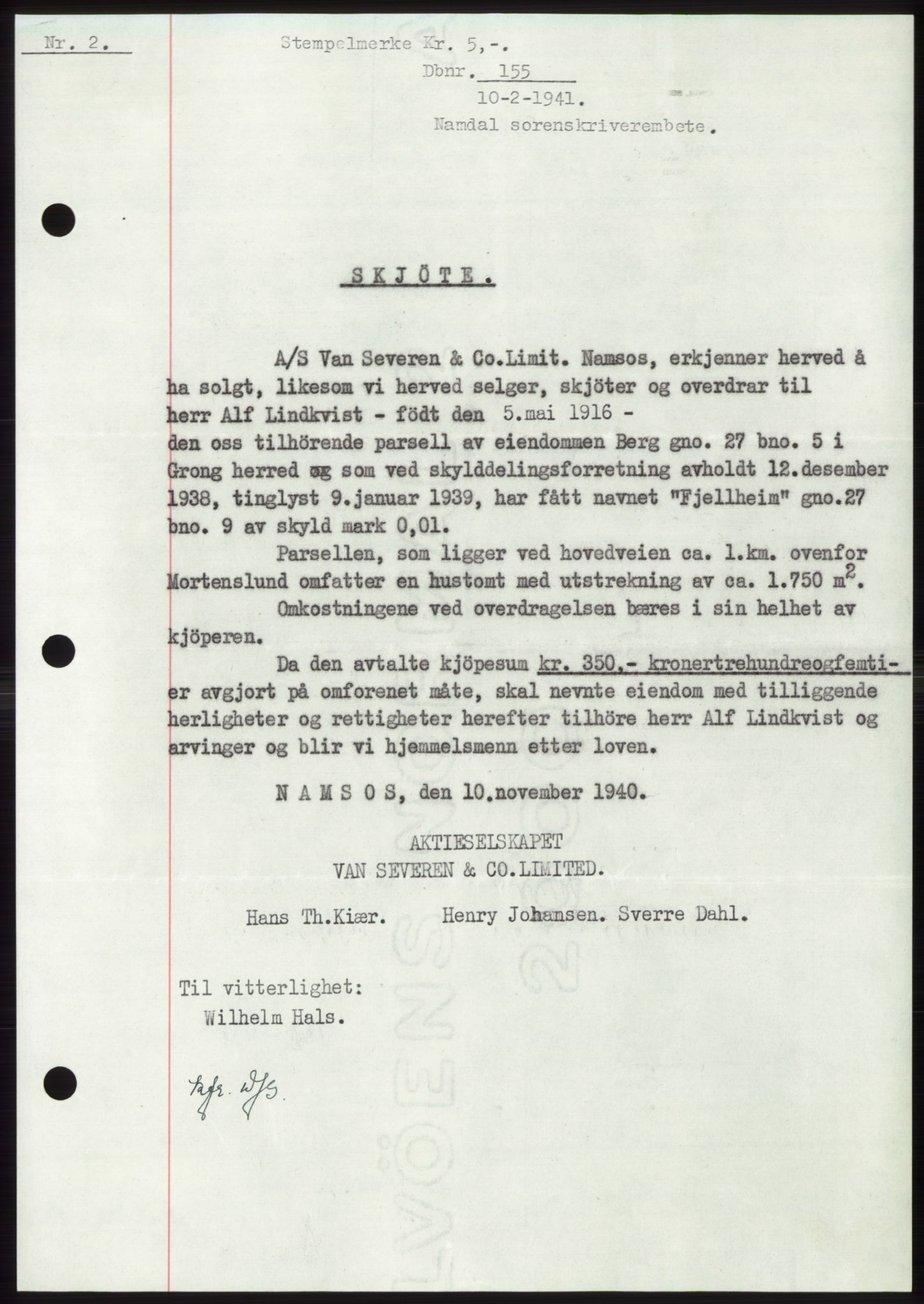 Namdal sorenskriveri, SAT/A-4133/1/2/2C: Pantebok nr. -, 1940-1941, Tingl.dato: 10.02.1941