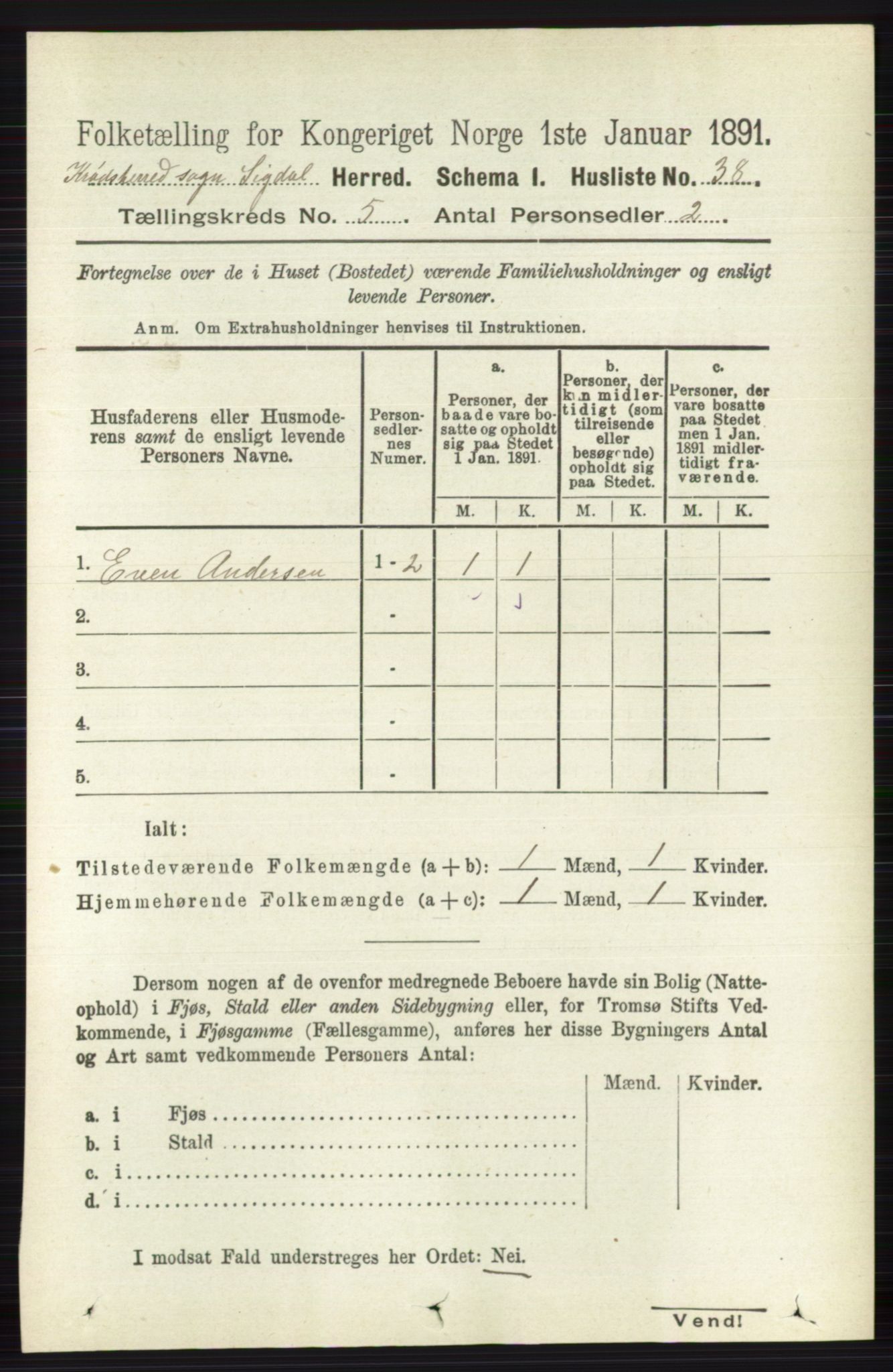 RA, Folketelling 1891 for 0621 Sigdal herred, 1891, s. 6307