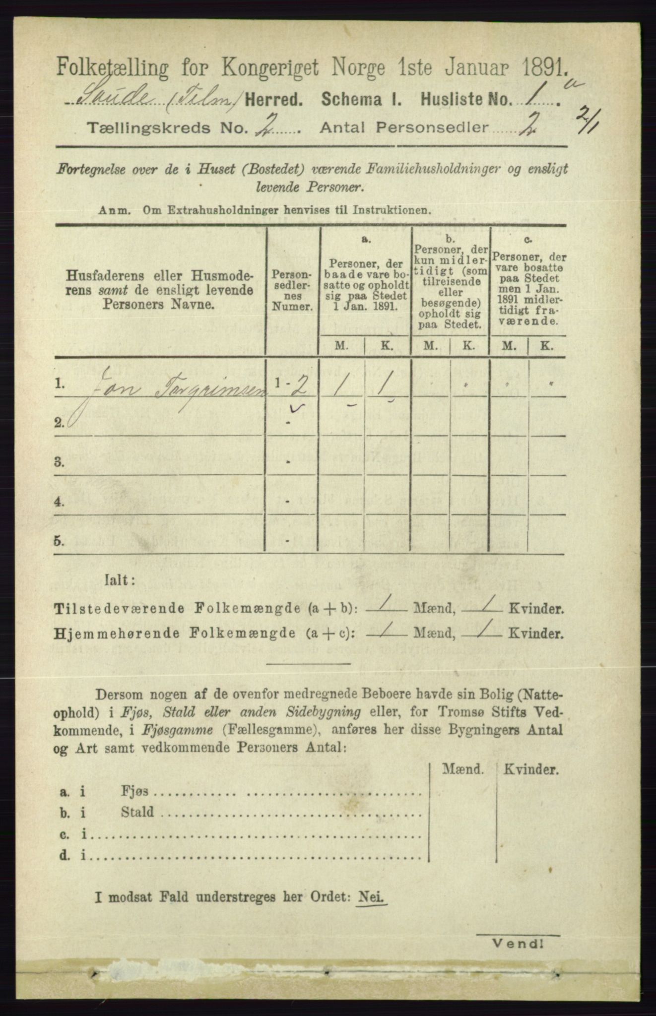 RA, Folketelling 1891 for 0822 Sauherad herred, 1891, s. 388