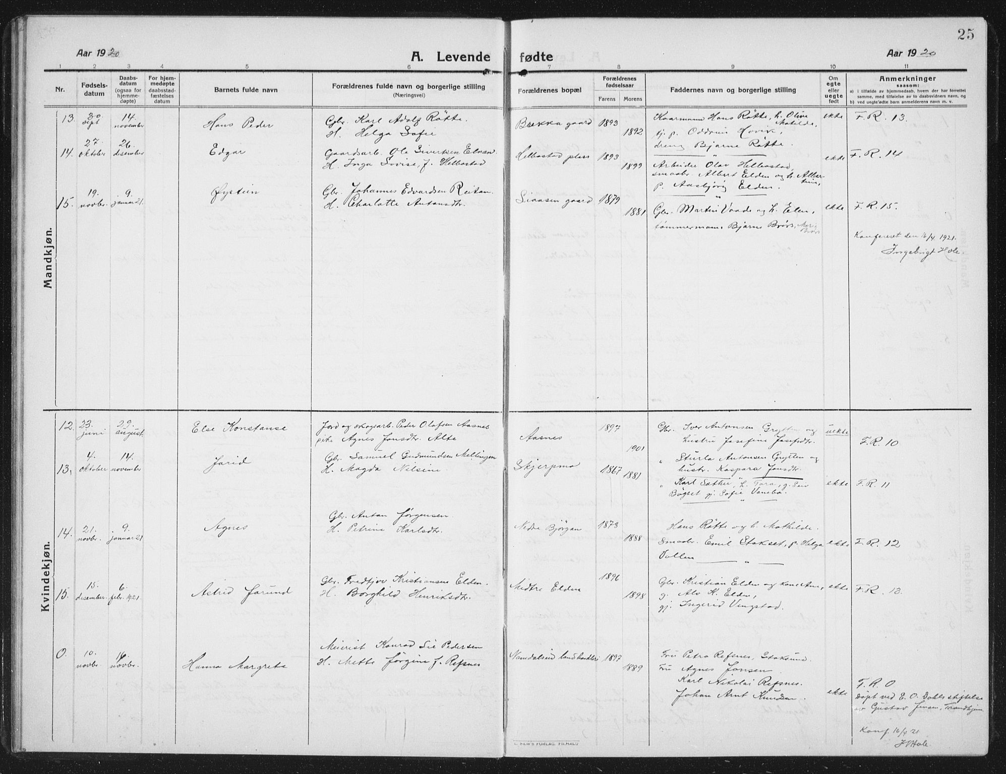 Ministerialprotokoller, klokkerbøker og fødselsregistre - Nord-Trøndelag, AV/SAT-A-1458/742/L0413: Klokkerbok nr. 742C04, 1911-1938, s. 25