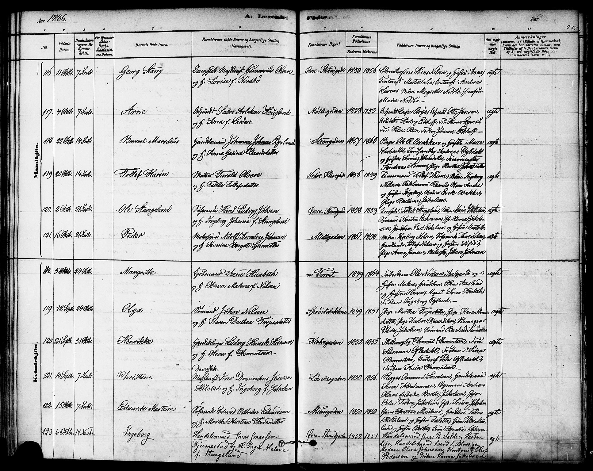 Domkirken sokneprestkontor, AV/SAST-A-101812/001/30/30BA/L0026: Ministerialbok nr. A 25, 1878-1889, s. 235