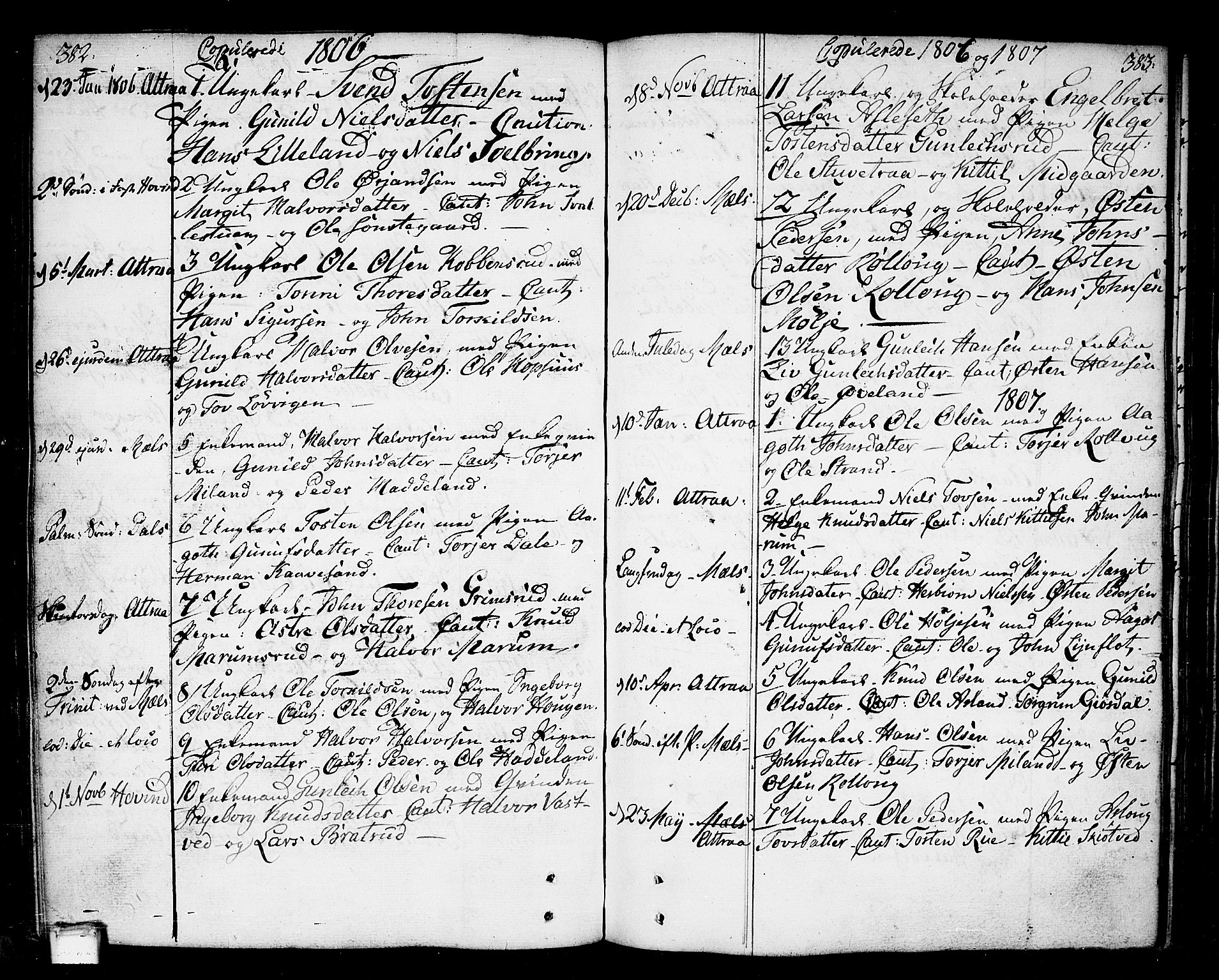 Tinn kirkebøker, AV/SAKO-A-308/F/Fa/L0002: Ministerialbok nr. I 2, 1757-1810, s. 382-383