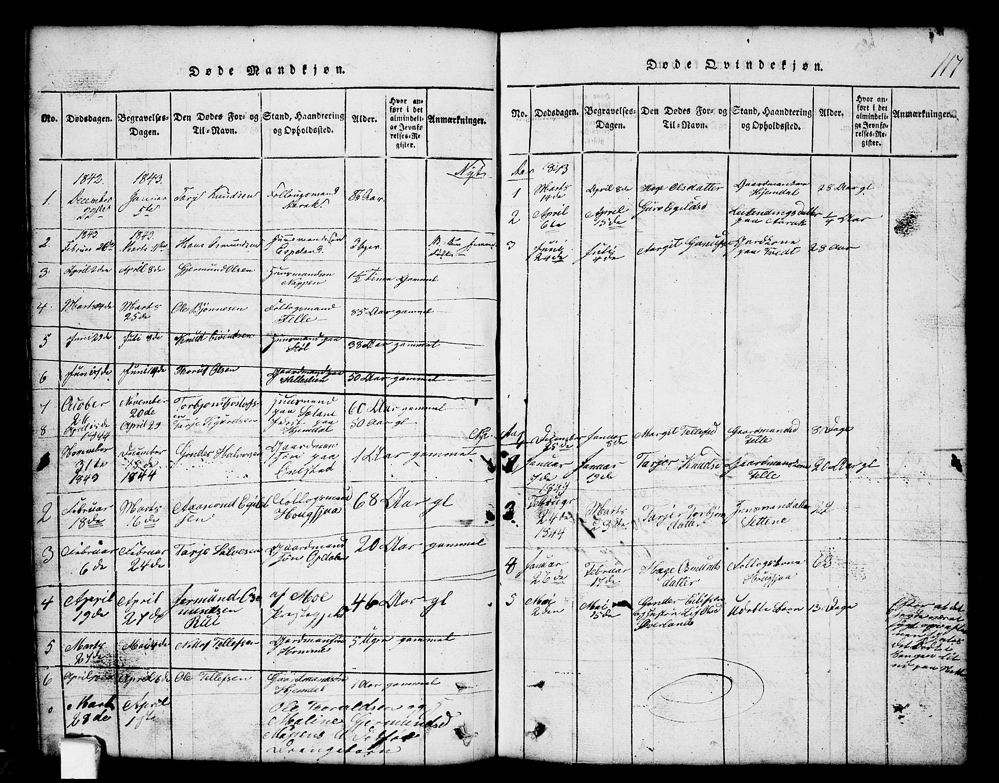 Nissedal kirkebøker, AV/SAKO-A-288/G/Gb/L0001: Klokkerbok nr. II 1, 1814-1862, s. 117