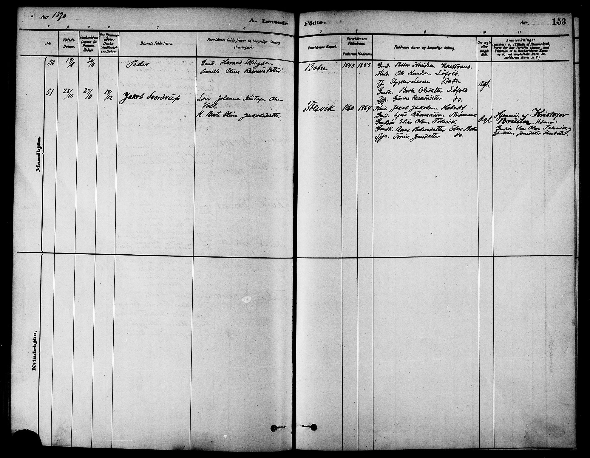 Ministerialprotokoller, klokkerbøker og fødselsregistre - Møre og Romsdal, AV/SAT-A-1454/511/L0141: Ministerialbok nr. 511A08, 1878-1890, s. 153