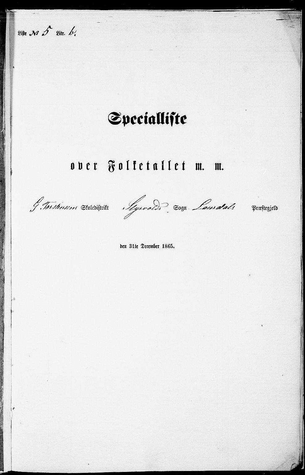RA, Folketelling 1865 for 0728P Lardal prestegjeld, 1865, s. 105
