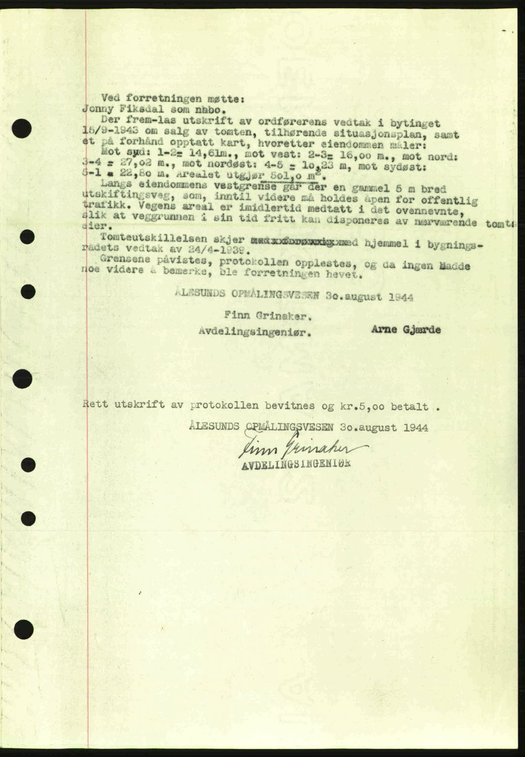 Ålesund byfogd, AV/SAT-A-4384: Pantebok nr. 36a, 1944-1945, Dagboknr: 465/1944