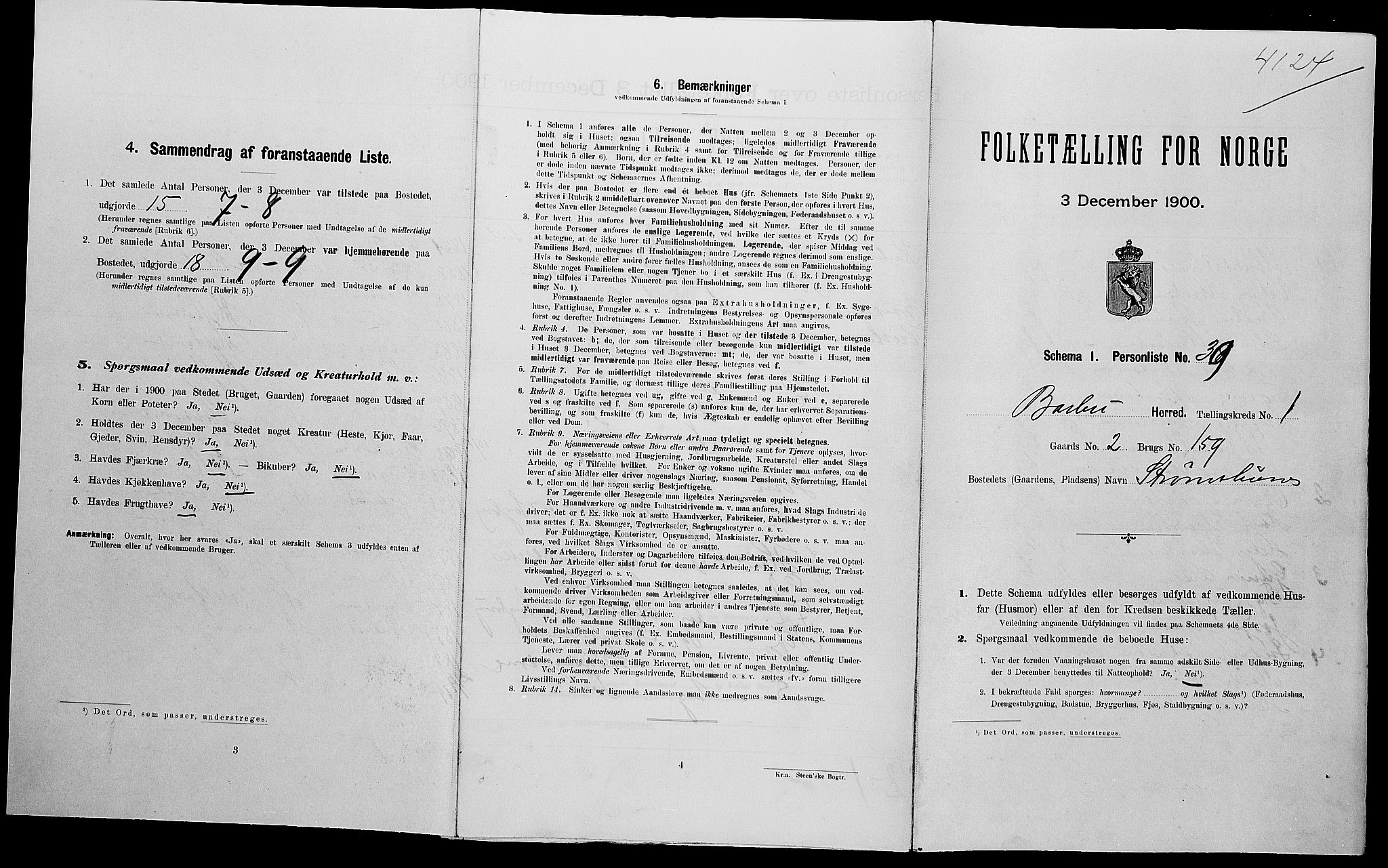 SAK, Folketelling 1900 for 0990 Barbu herred, 1900, s. 232