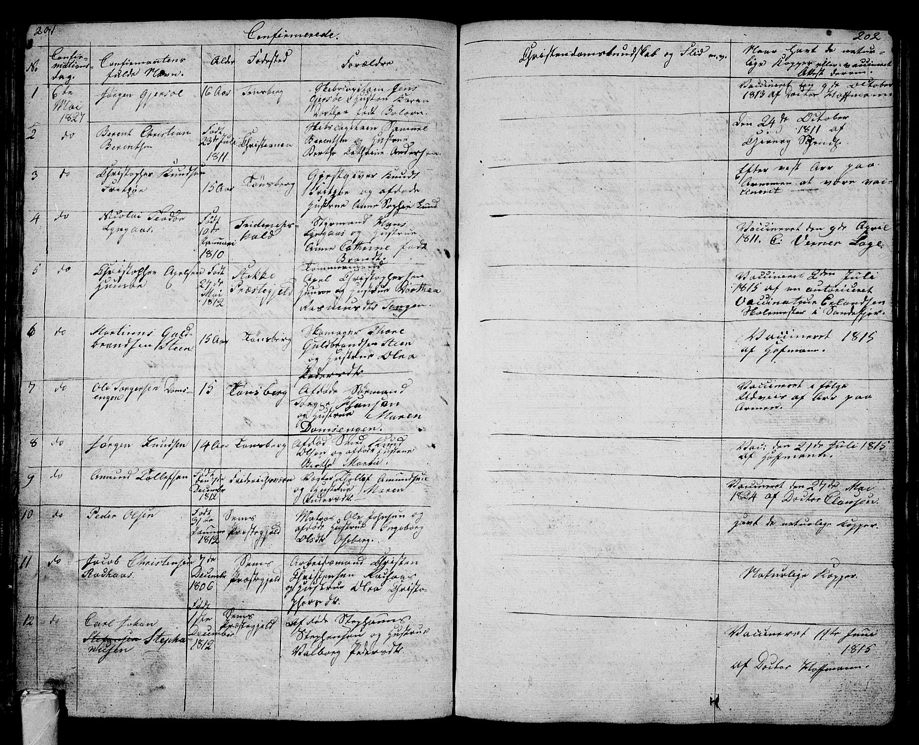 Tønsberg kirkebøker, AV/SAKO-A-330/G/Ga/L0002: Klokkerbok nr. 2, 1827-1854, s. 201-202