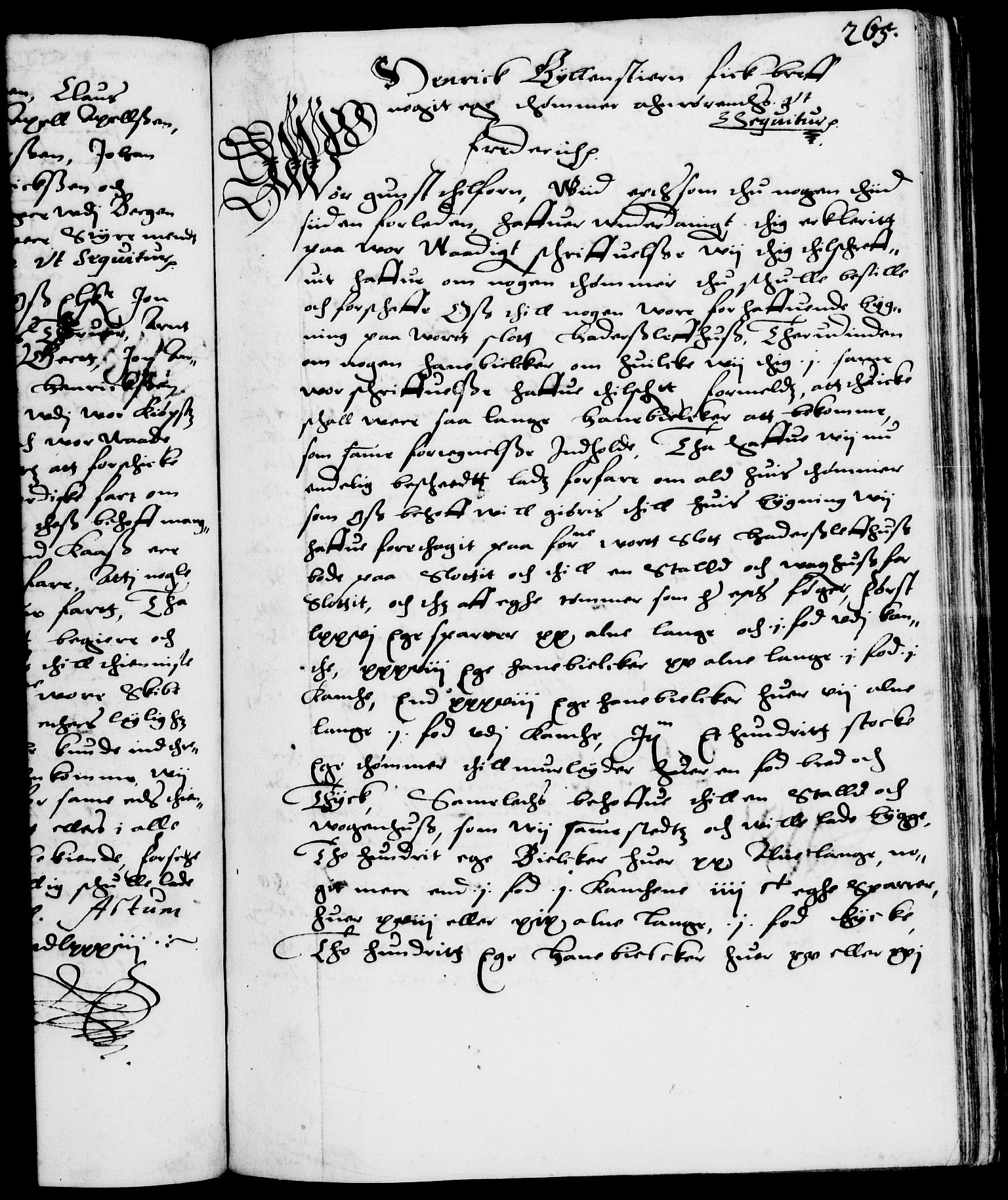 Danske Kanselli 1572-1799, AV/RA-EA-3023/F/Fc/Fca/Fcab/L0001: Norske tegnelser (mikrofilm), 1572-1588, s. 265a