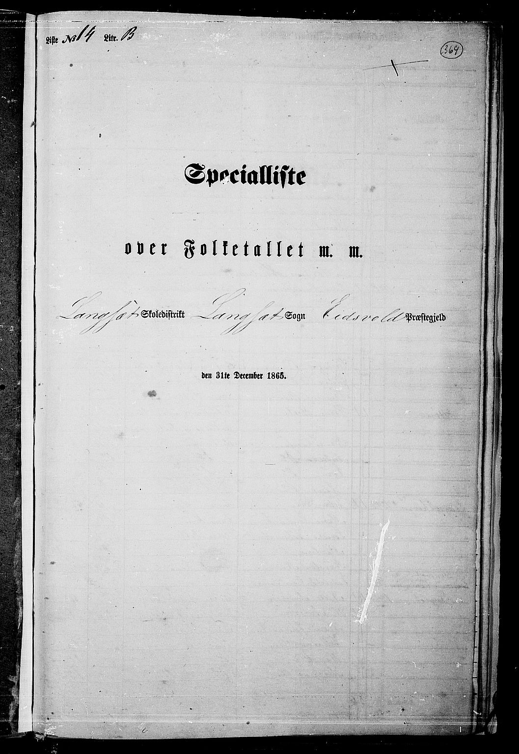 RA, Folketelling 1865 for 0237P Eidsvoll prestegjeld, 1865, s. 329
